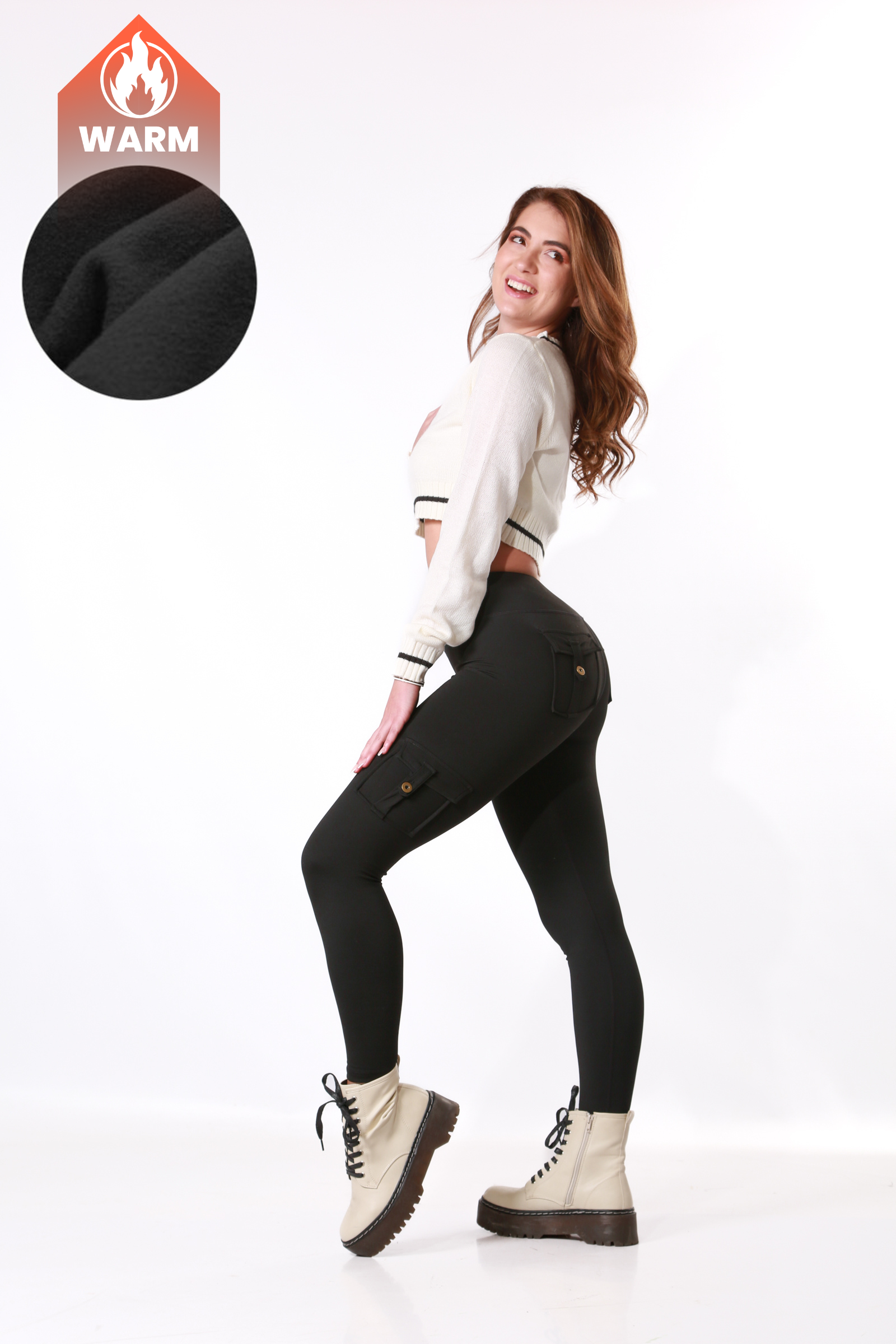 Image of TNG Fleecy Cargo Leggings - Black