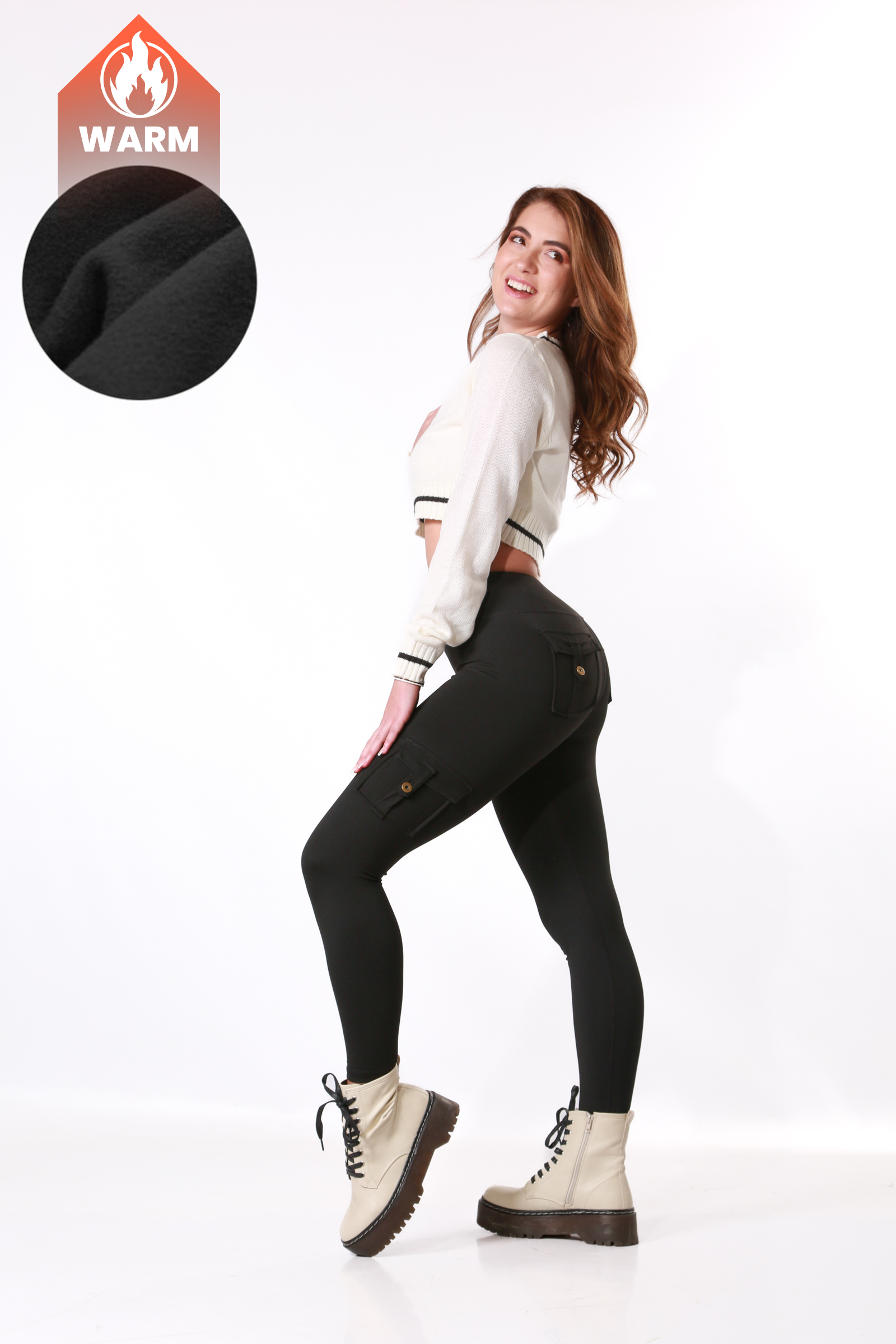 TNG Fleecy Cargo Leggings - Black
