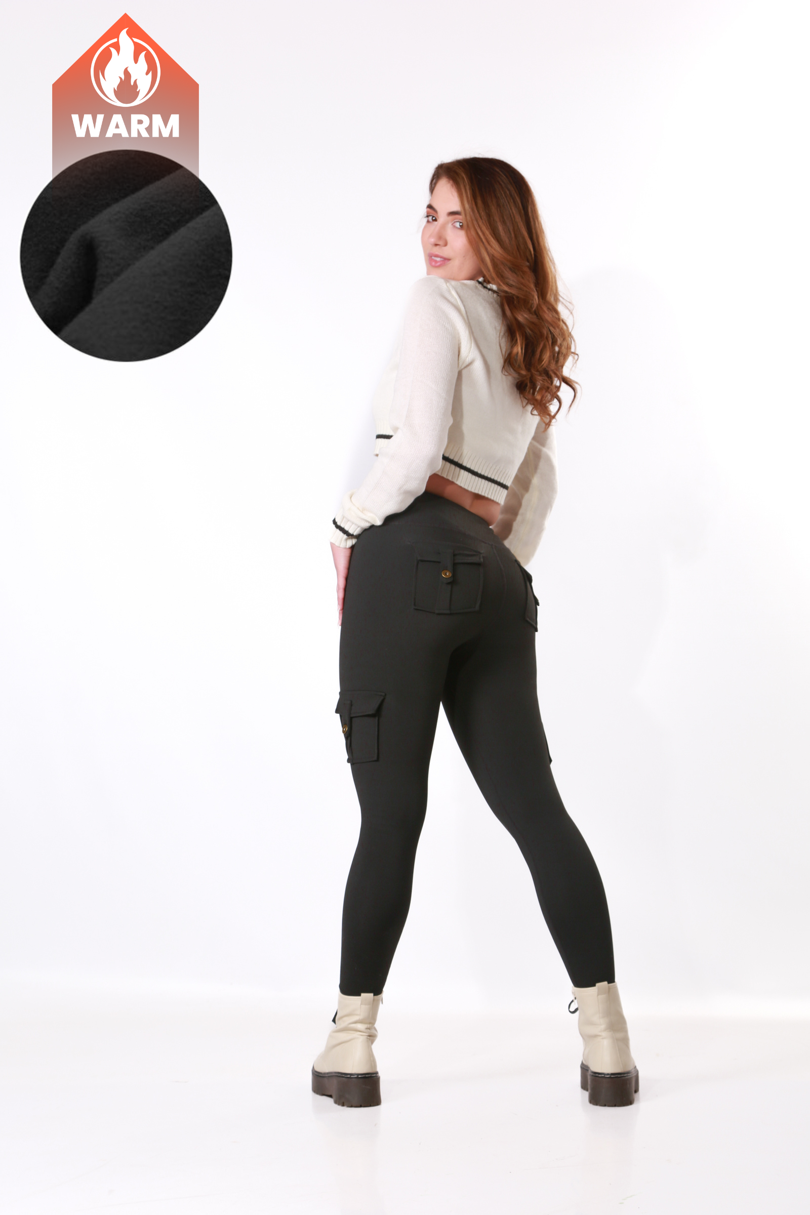 TNG Fleecy Cargo Leggings - Black