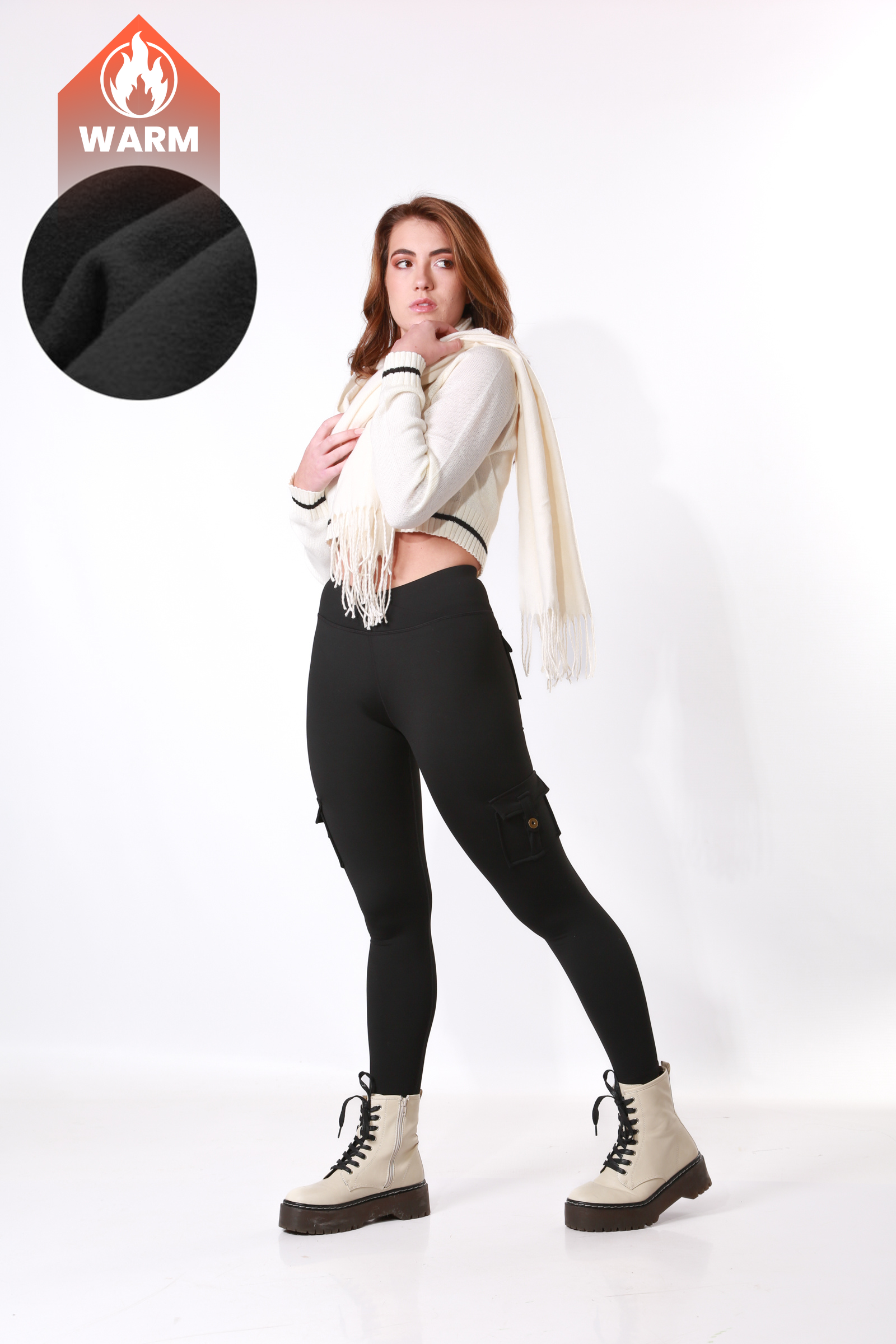 TNG Fleecy Cargo Leggings - Black