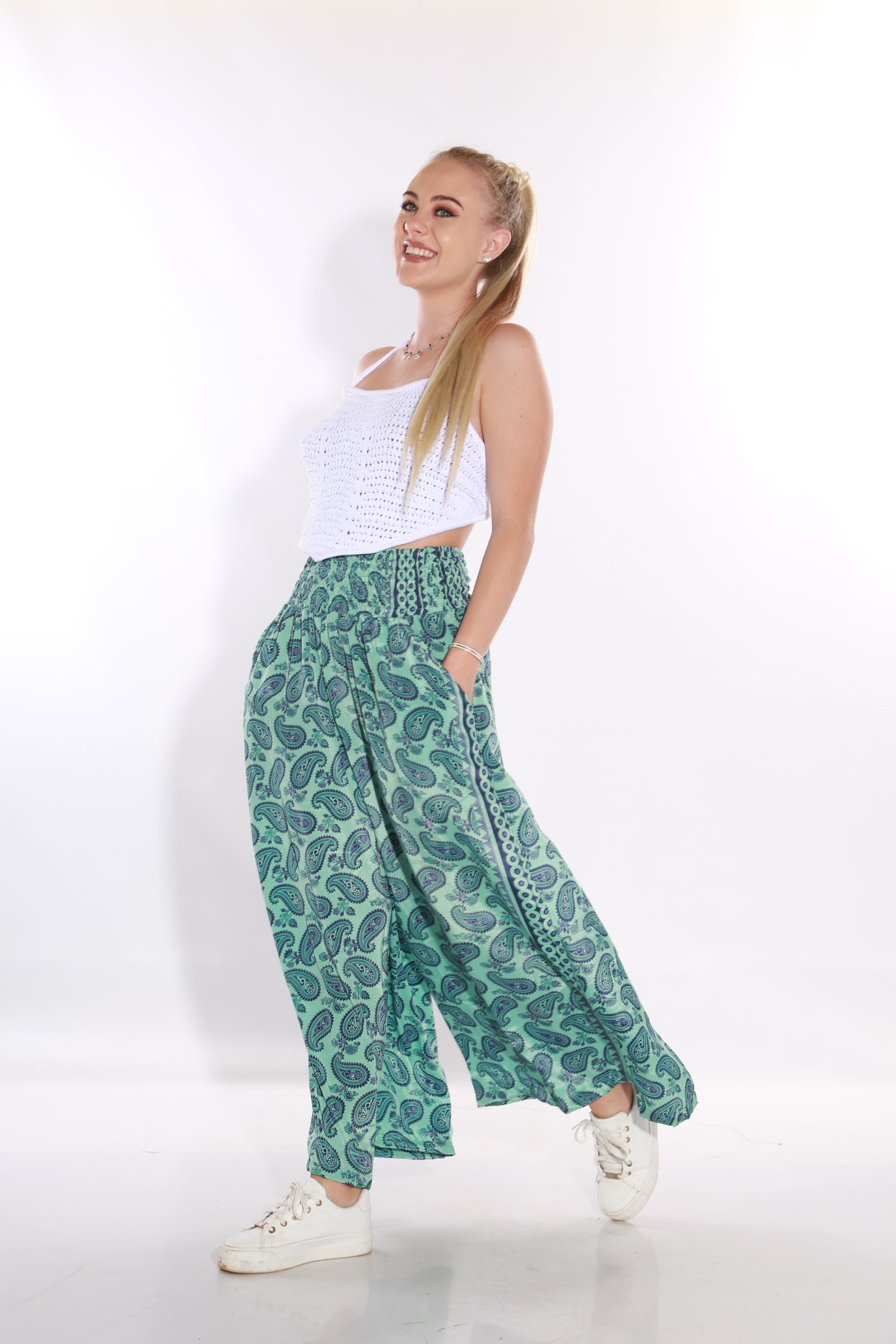 Happy Pants wide leg palazzo pants -  teal