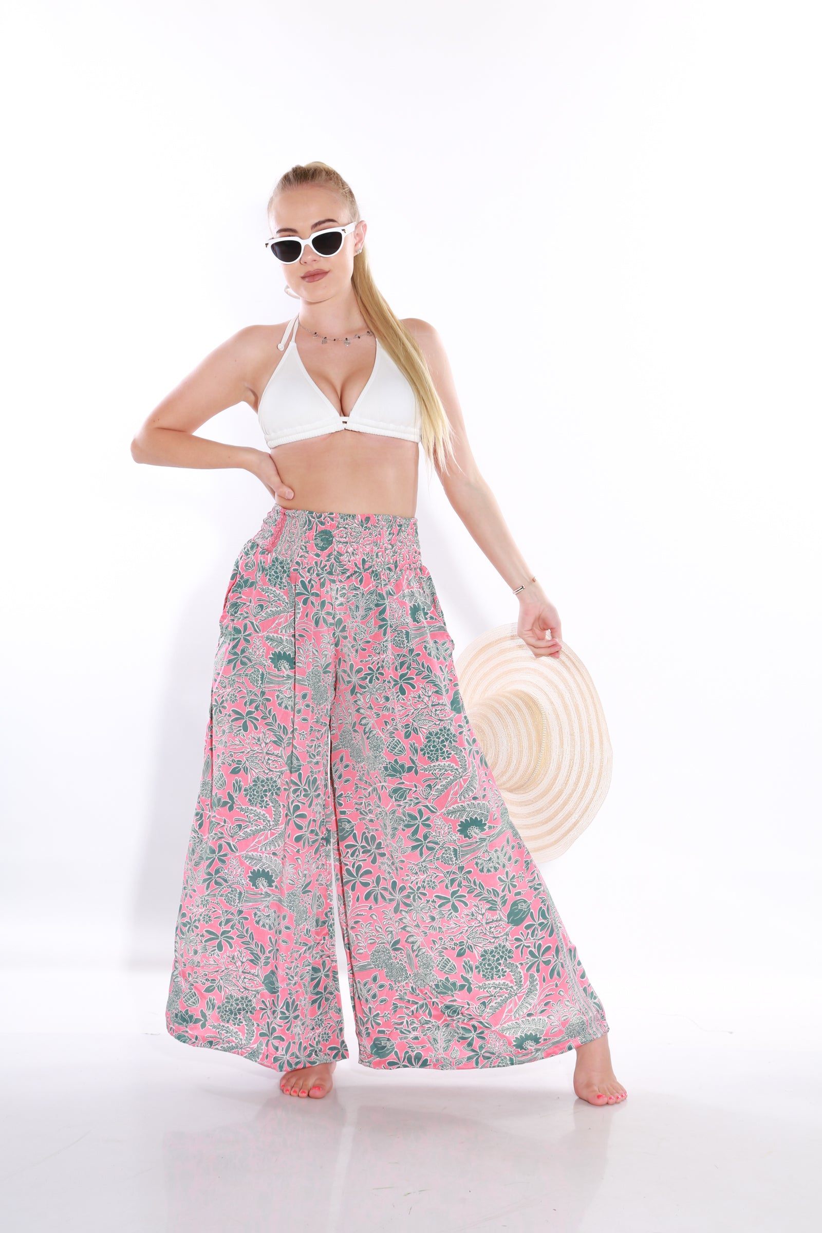 Image of Happy Pants wide leg palazzo pants - coral