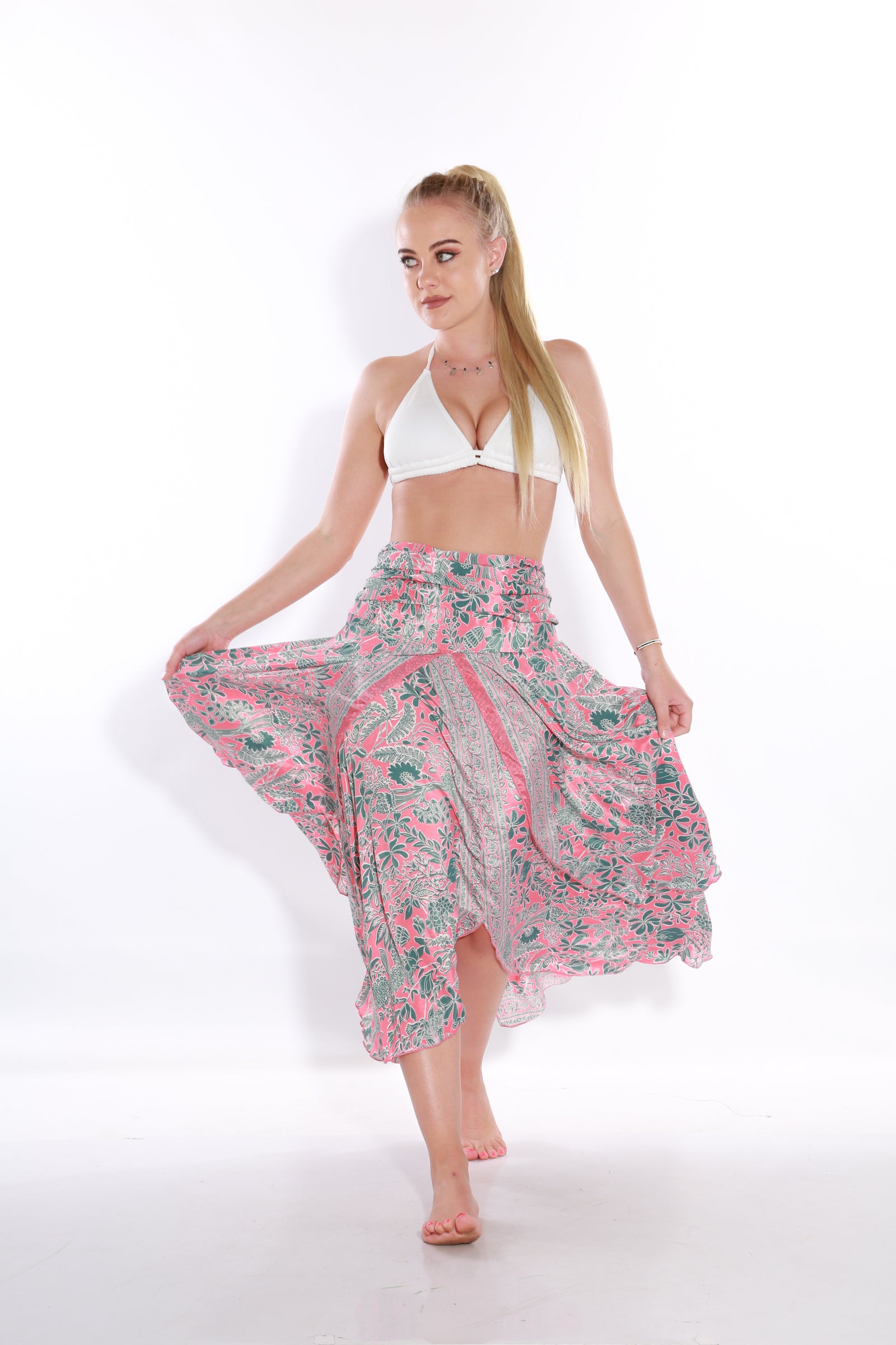 Image of Happy Boho midi skirt - coral