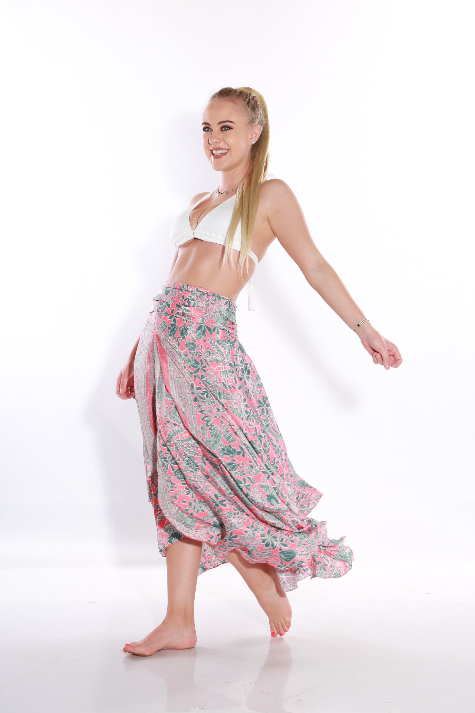 Image of Happy Boho midi skirt - coral