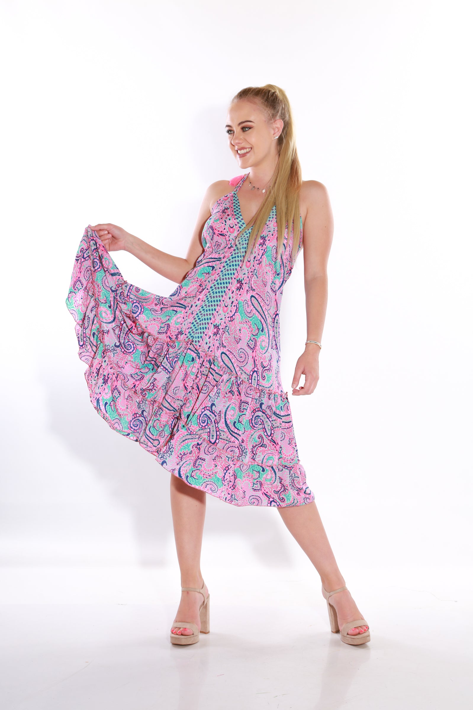 Happy Spaghetti Short sun dress- Blush
