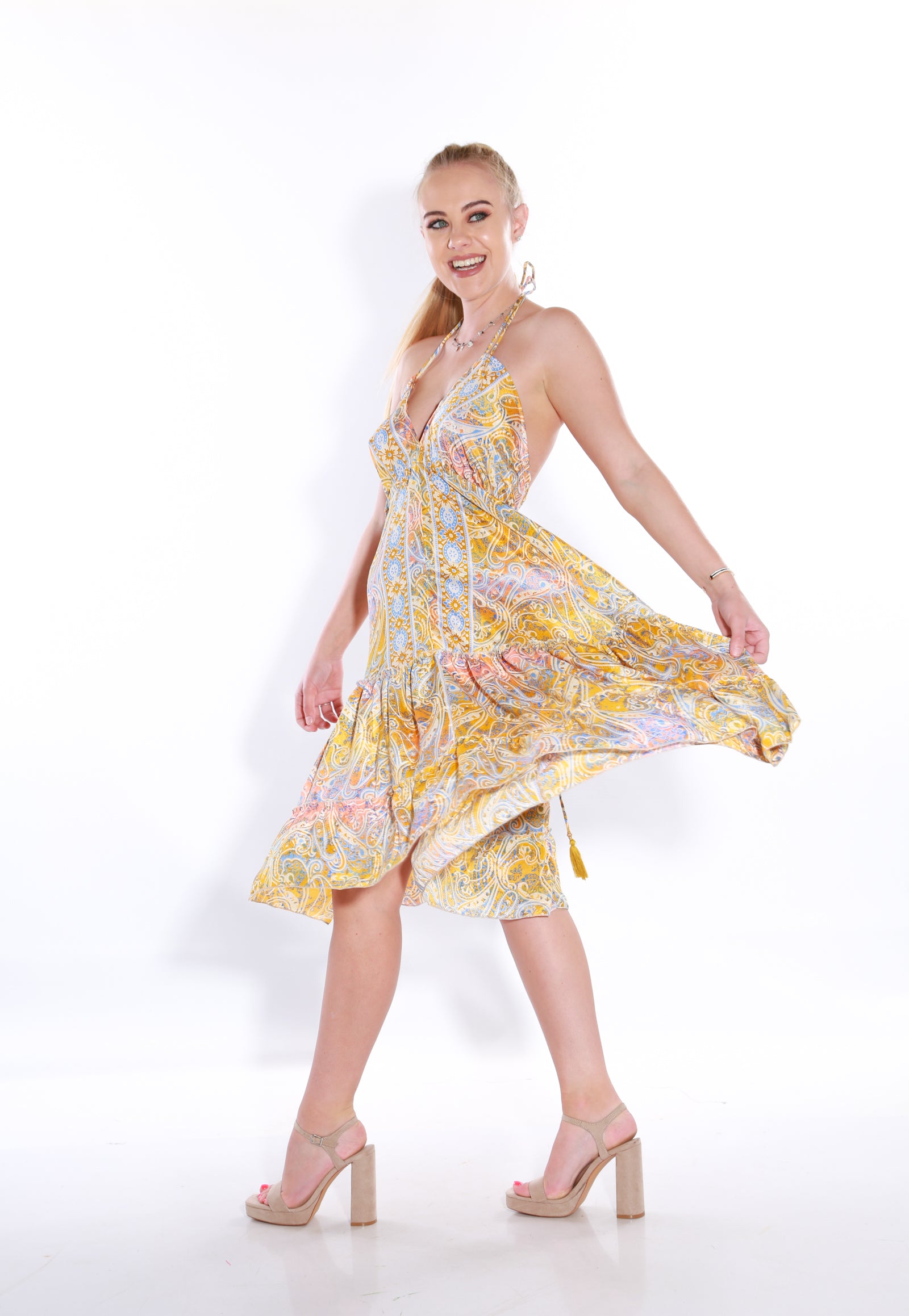 Image of Happy Spaghetti Short sun dress- tuscany