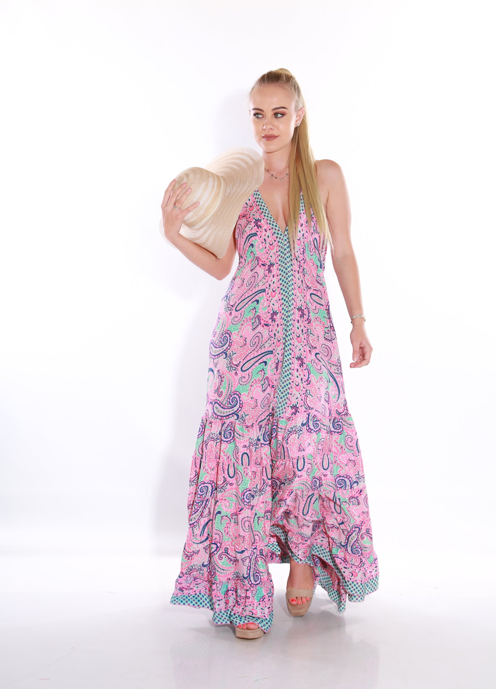 Image of Happy Spaghetti maxi dress- Blush