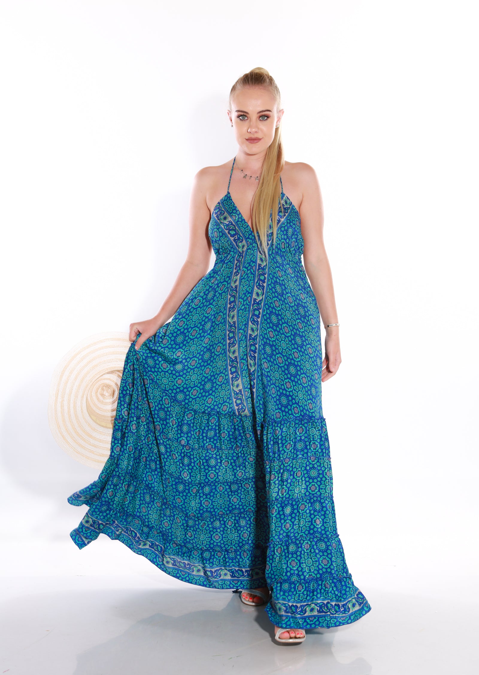 Image of Happy Spaghetti maxi dress- Azure