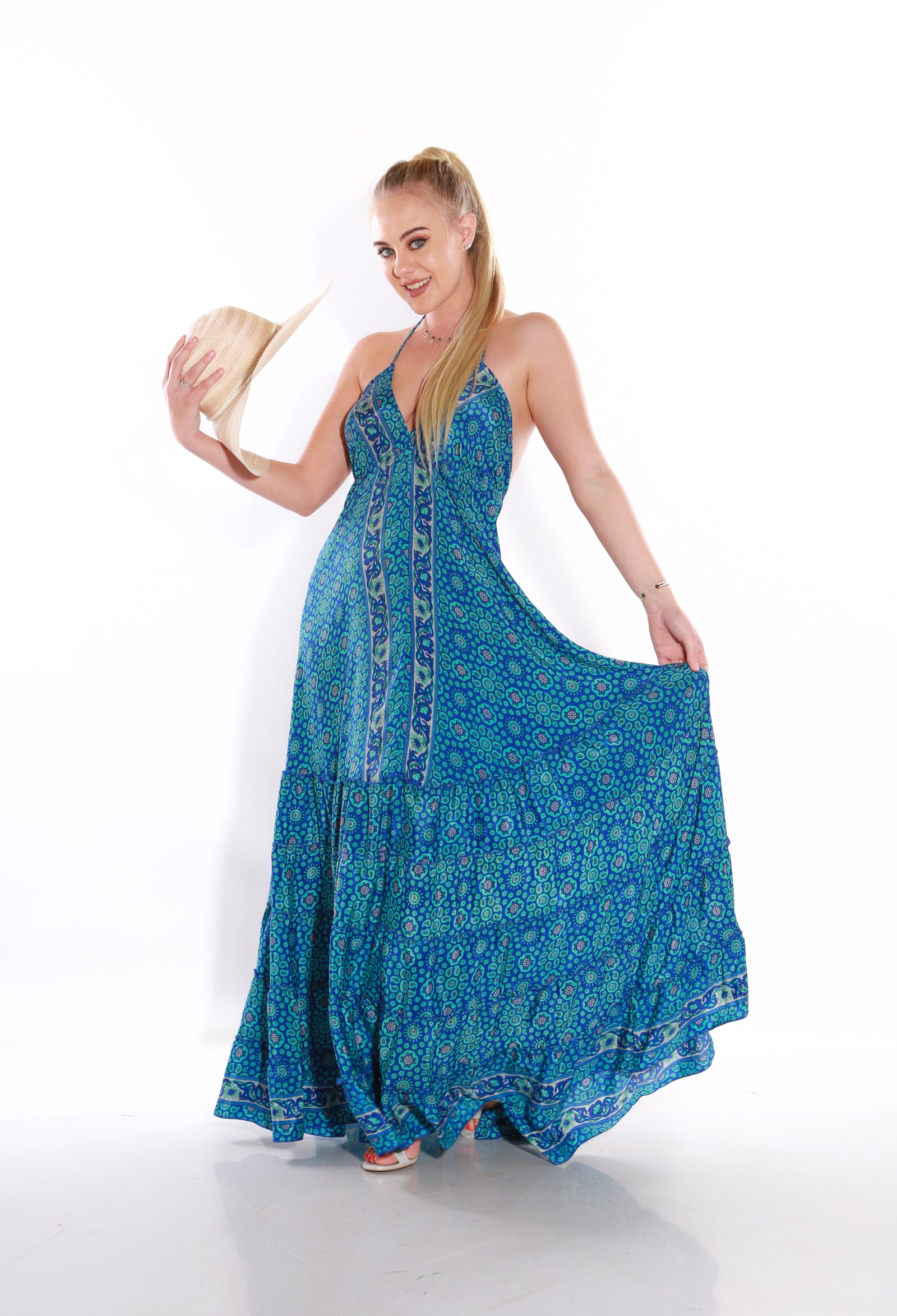 Image of Happy Spaghetti maxi dress- Azure