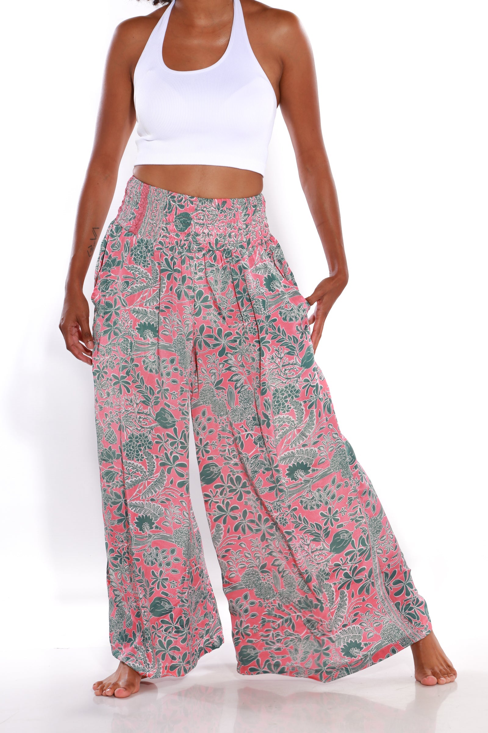 Image of Happy Pants wide leg palazzo pants - coral