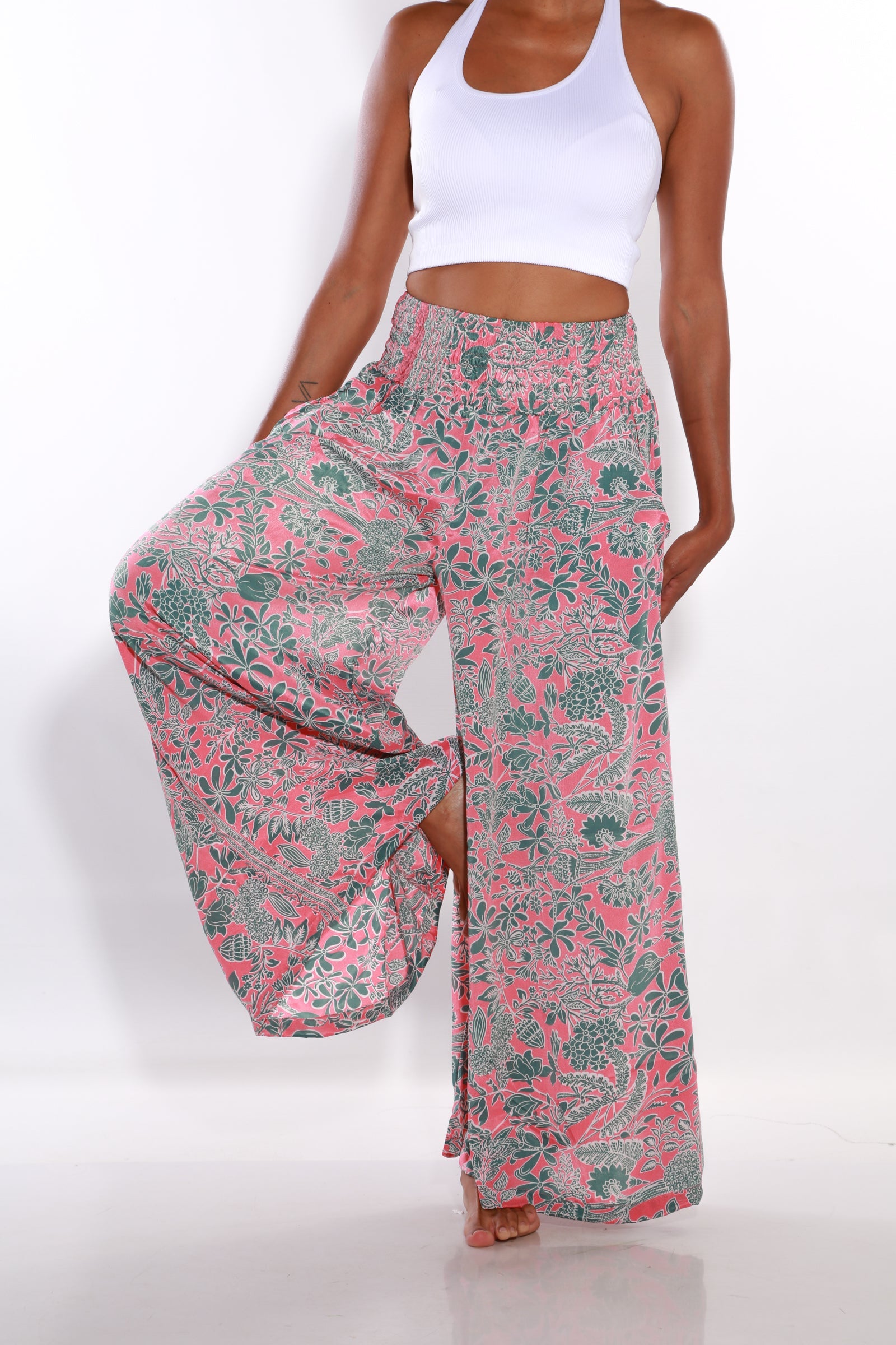 Happy Pants wide leg palazzo pants - coral