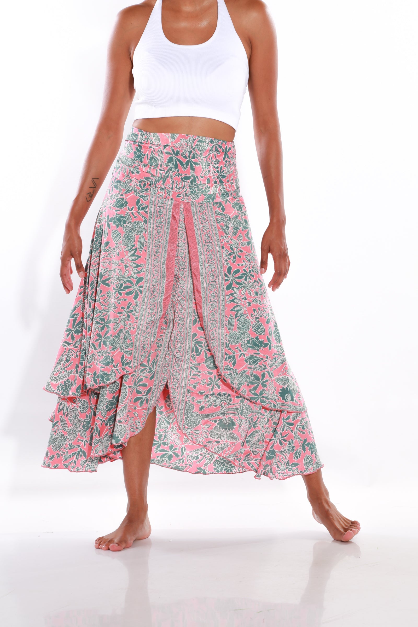 Image of Happy Boho midi skirt - coral