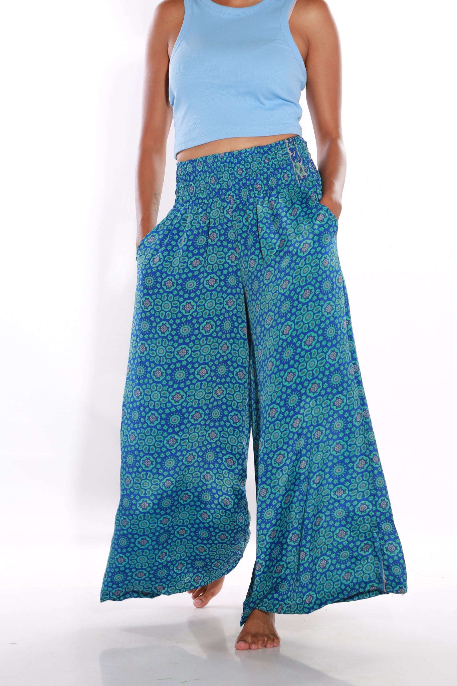 Image of Happy Pants wide leg palazzo pants - Azure