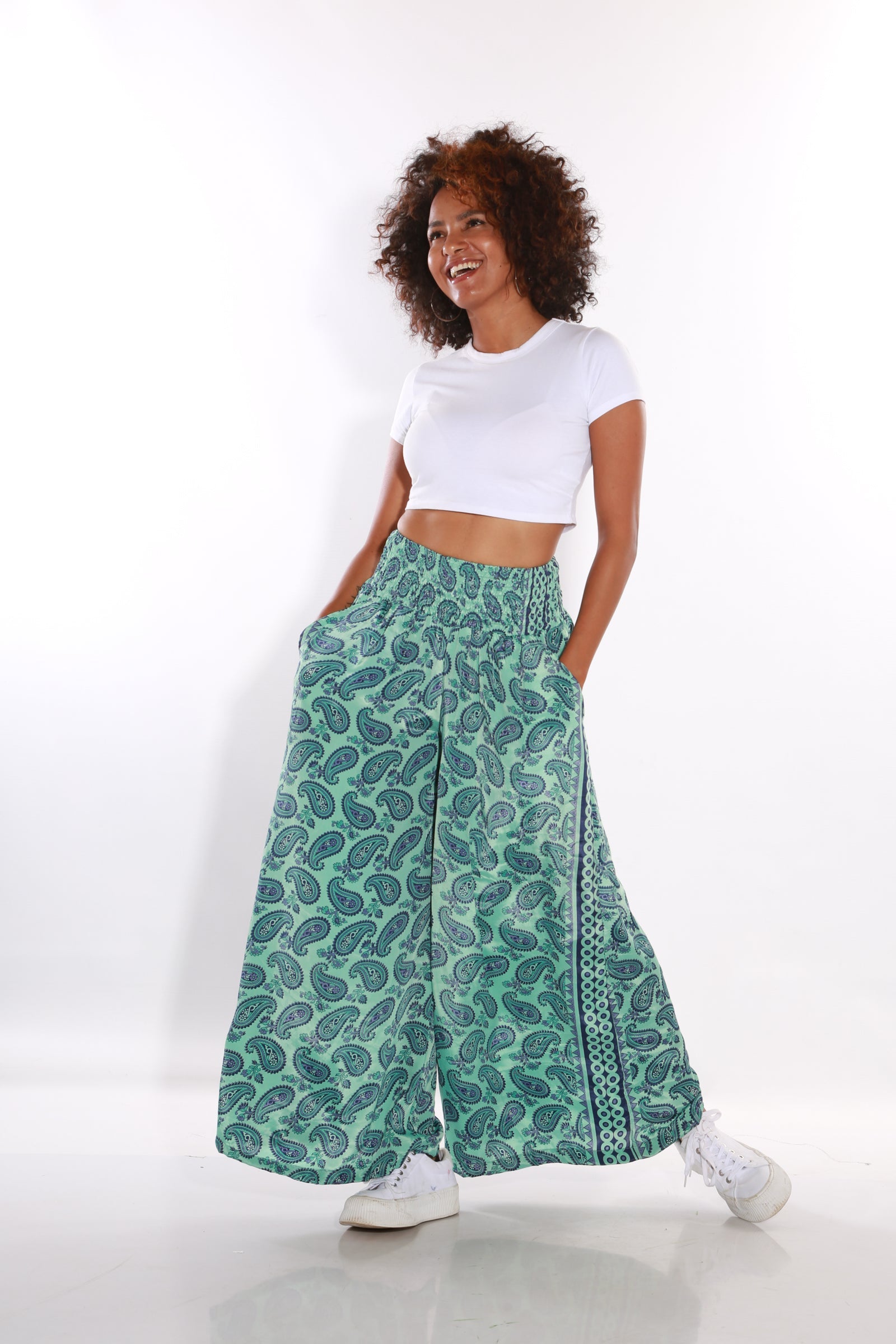 Happy Pants wide leg palazzo pants -  teal