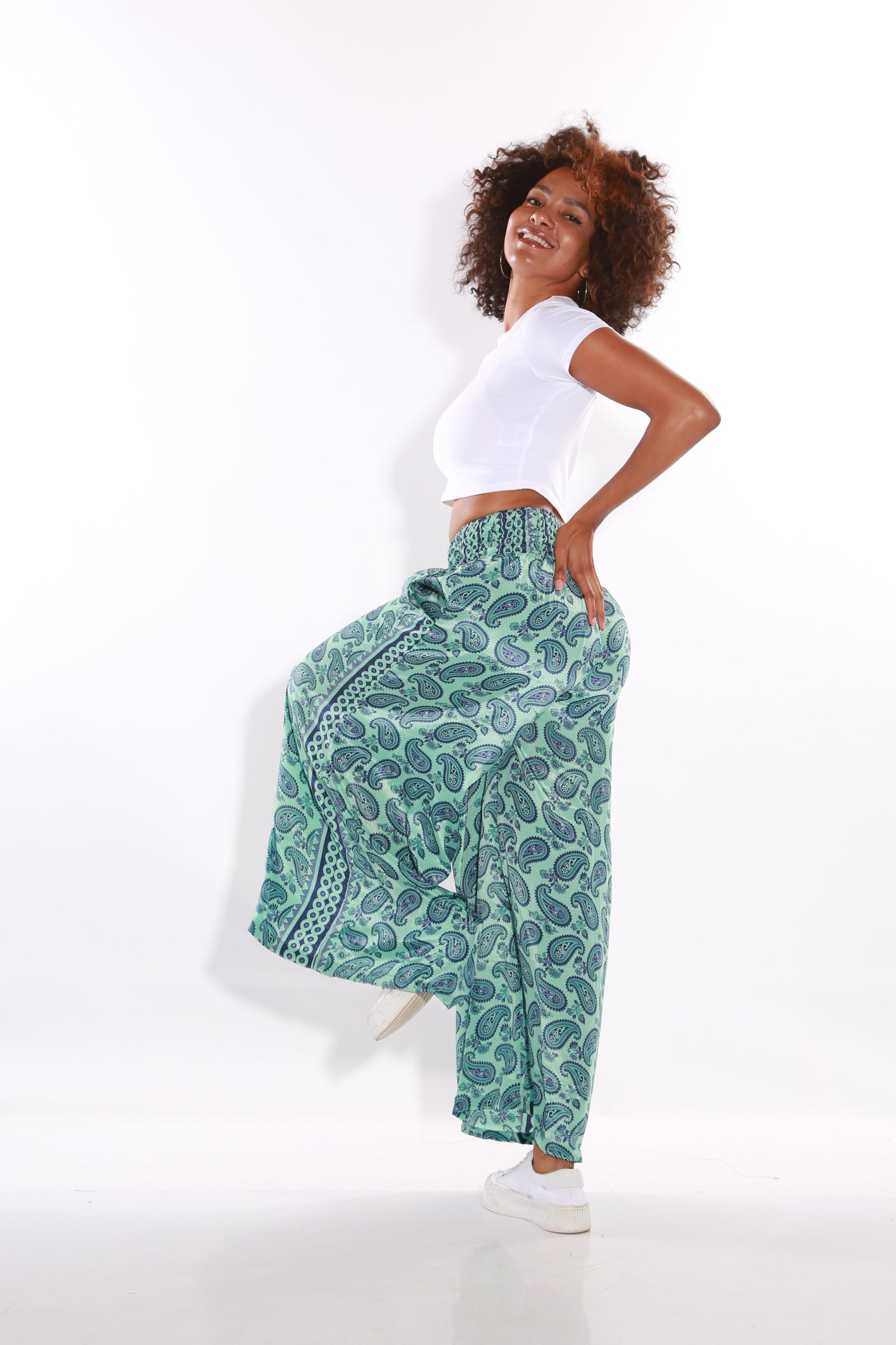 Image of Happy Pants wide leg palazzo pants - teal
