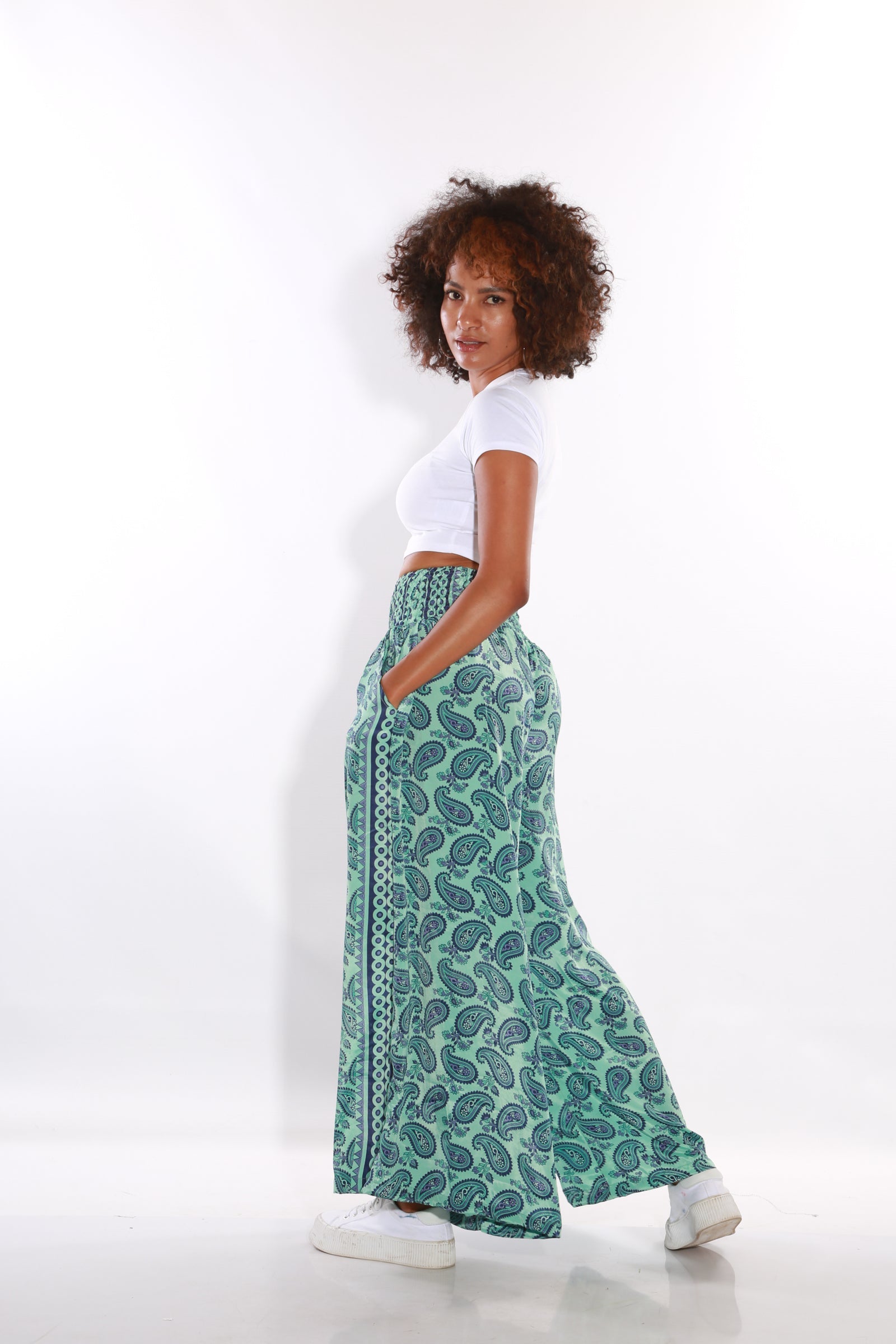 Image of Happy Pants wide leg palazzo pants - teal