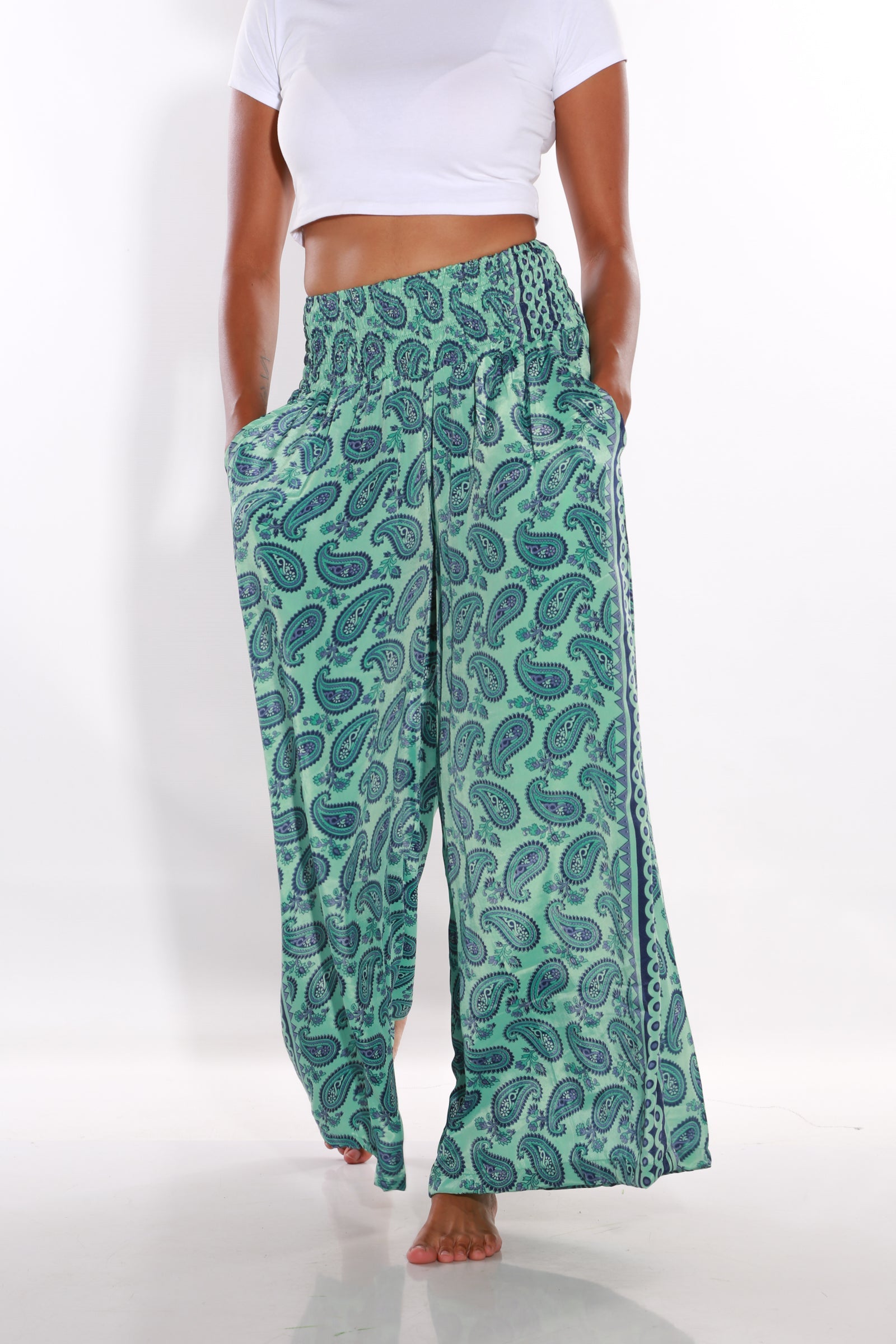 Image of Happy Pants wide leg palazzo pants - teal