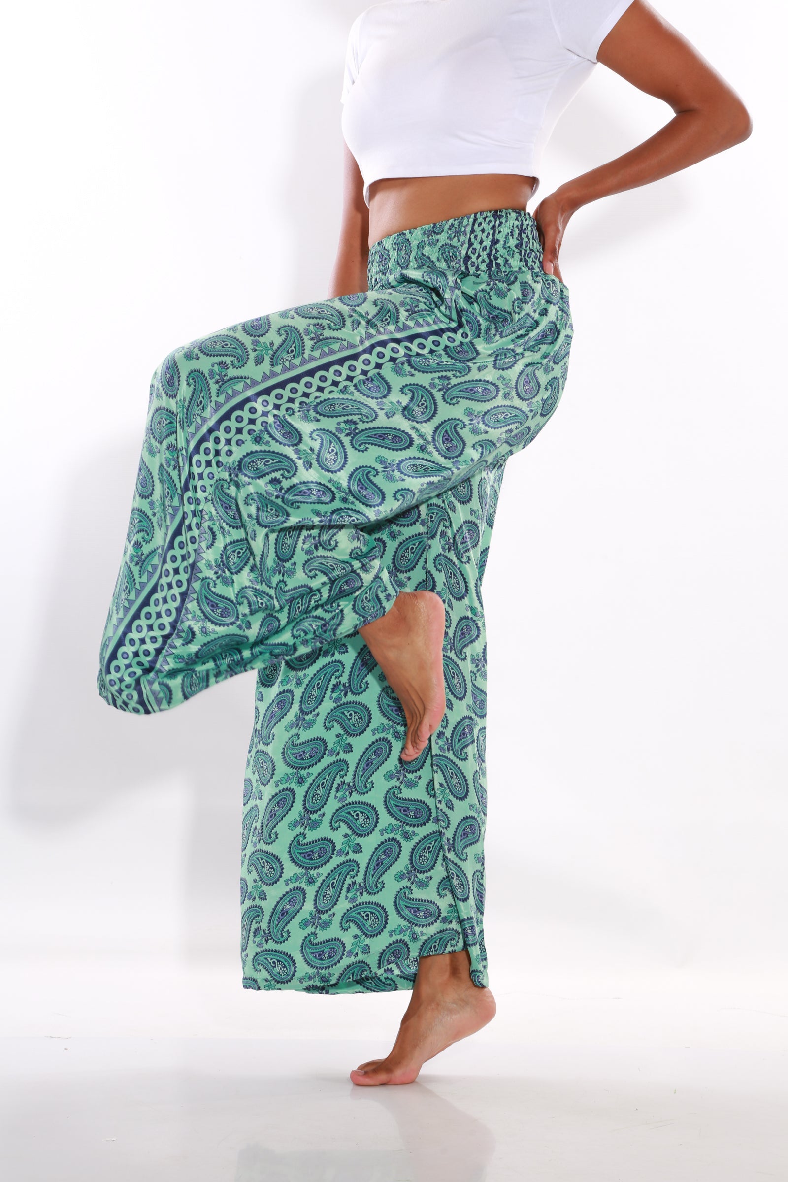 Image of Happy Pants wide leg palazzo pants - teal