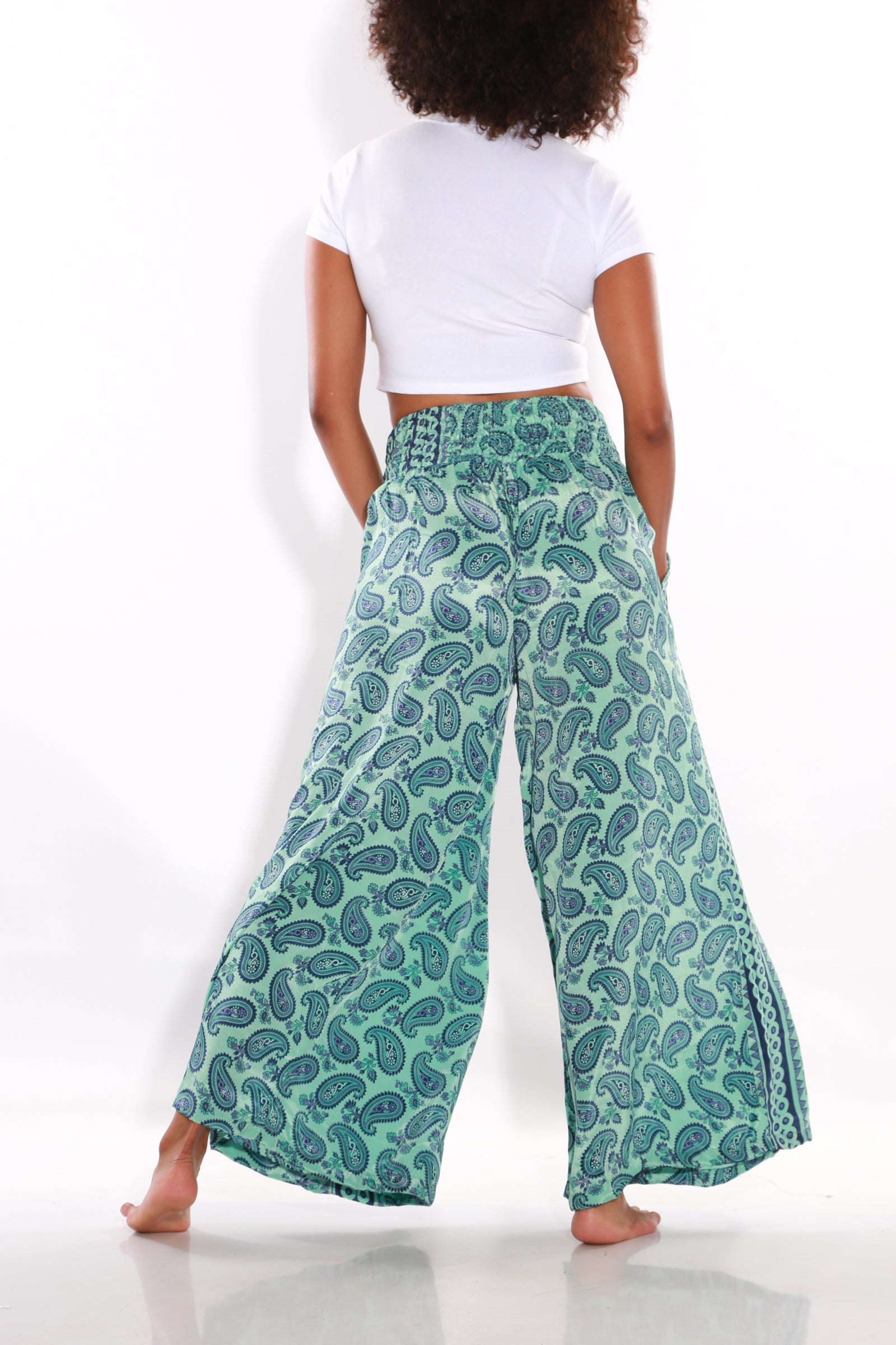 Image of Happy Pants wide leg palazzo pants - teal