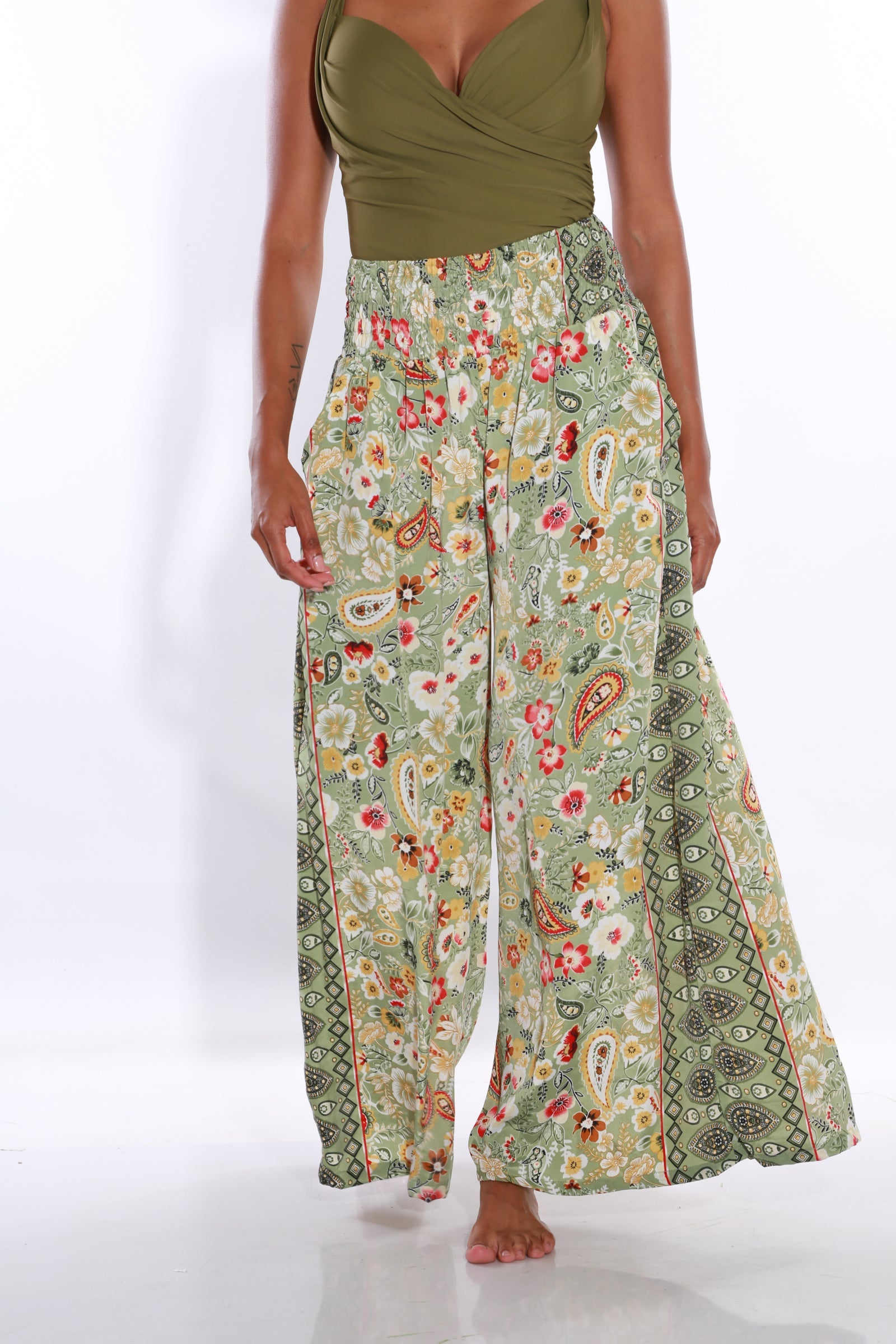 Happy Pants wide leg palazzo pants - Olive