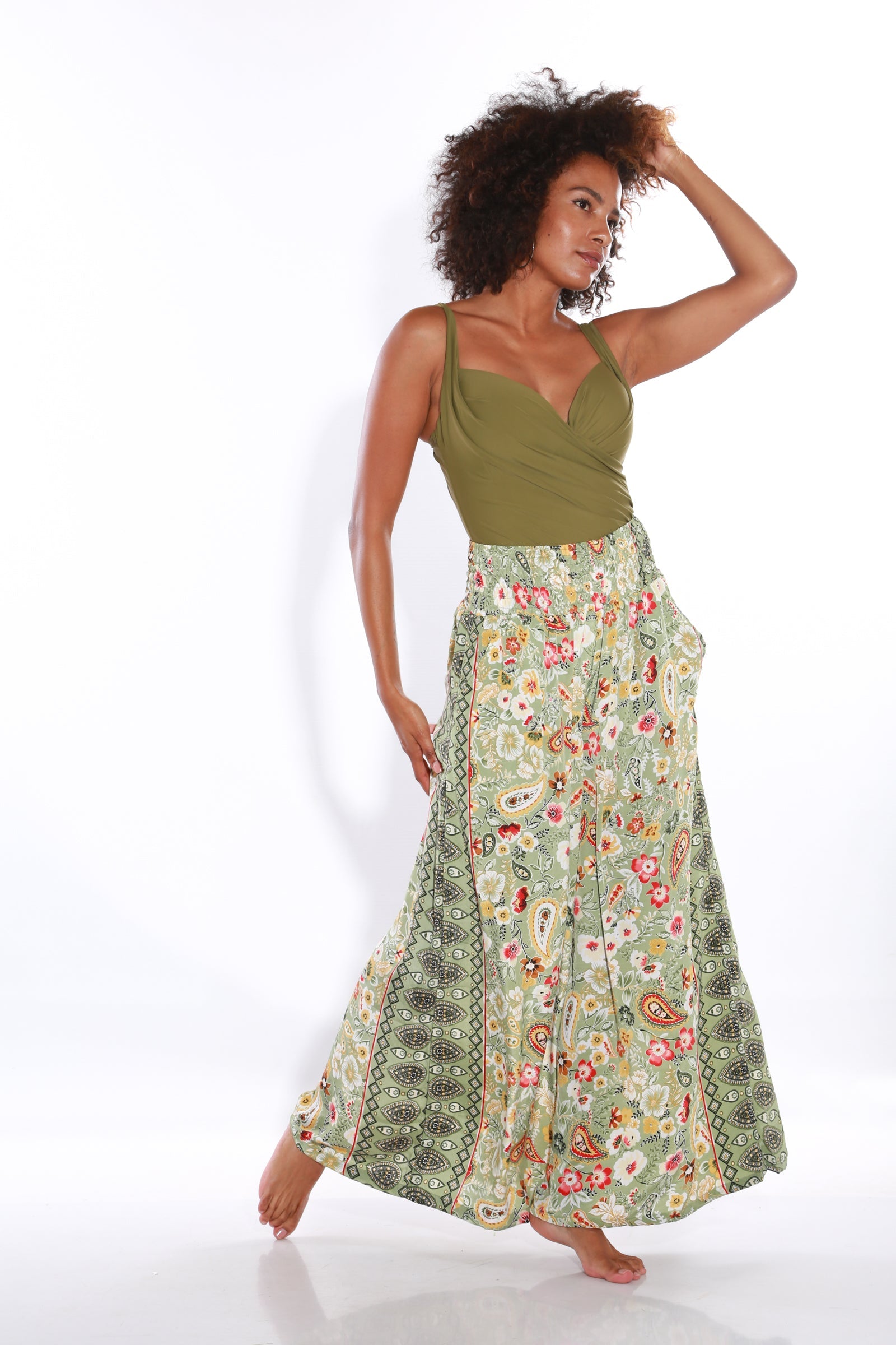 Image of Happy Pants wide leg palazzo pants - Olive