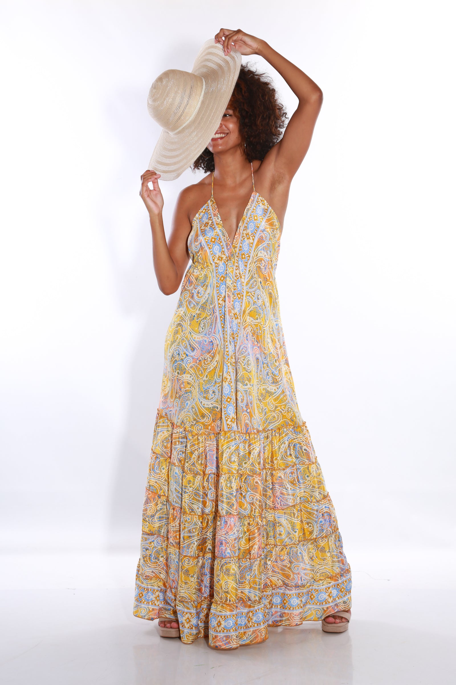 Happy Spaghetti maxi dress- tuscany