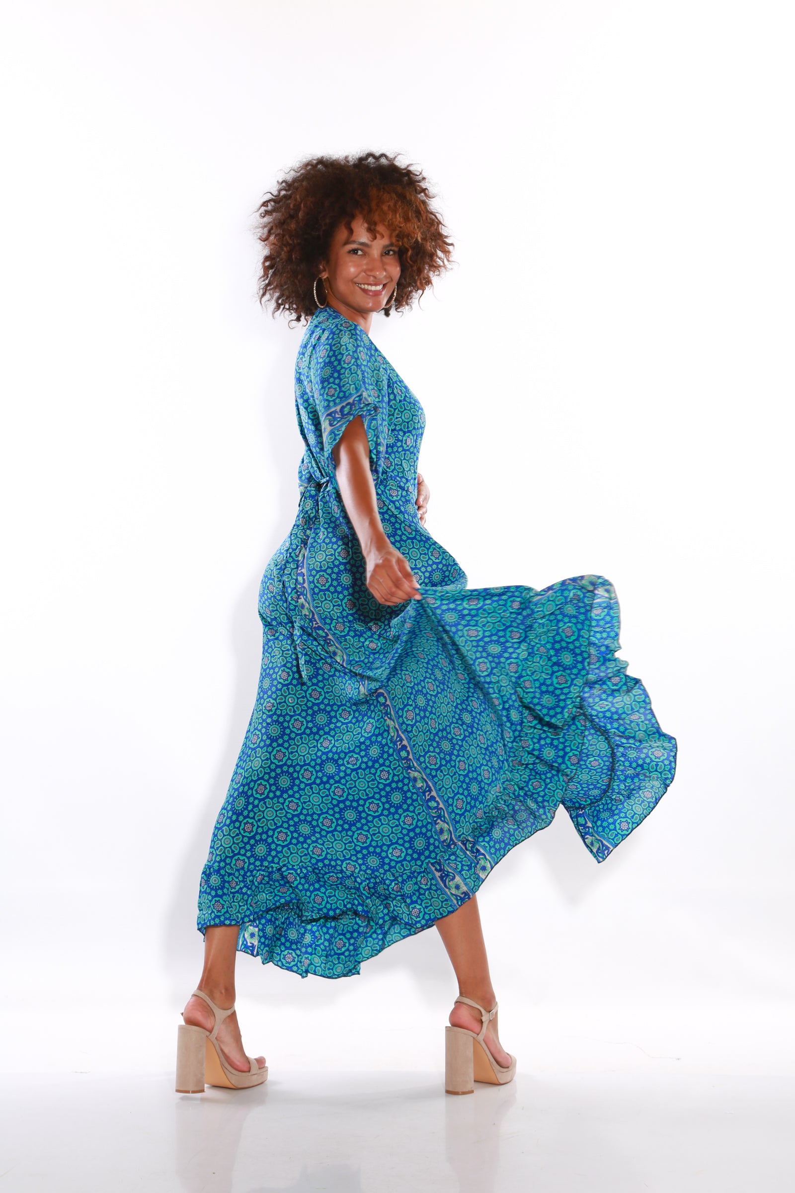 Happy maxi wrap dress- azure