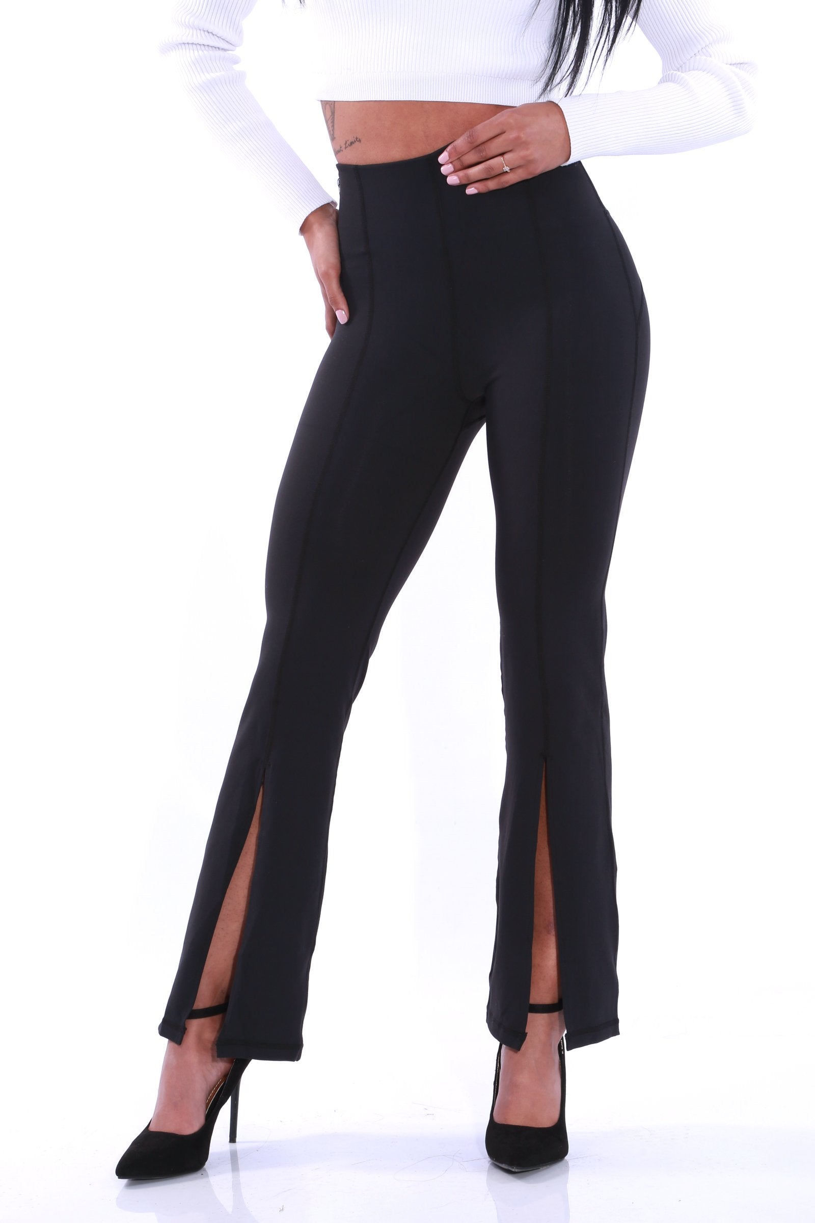 Image of TNG Leggings - Split Black Flare
