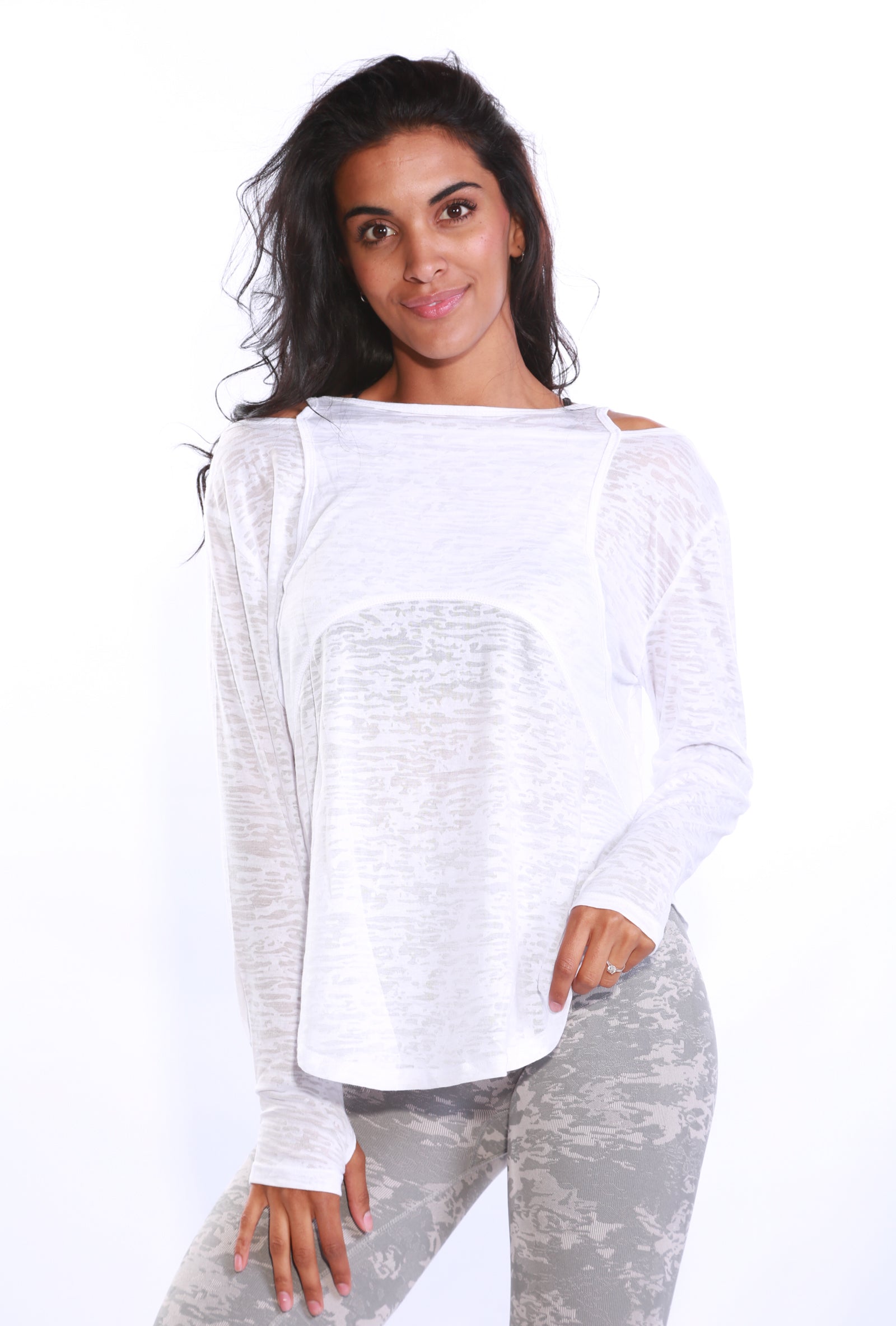 Gym Bunny Oversized loose fit gym top- white