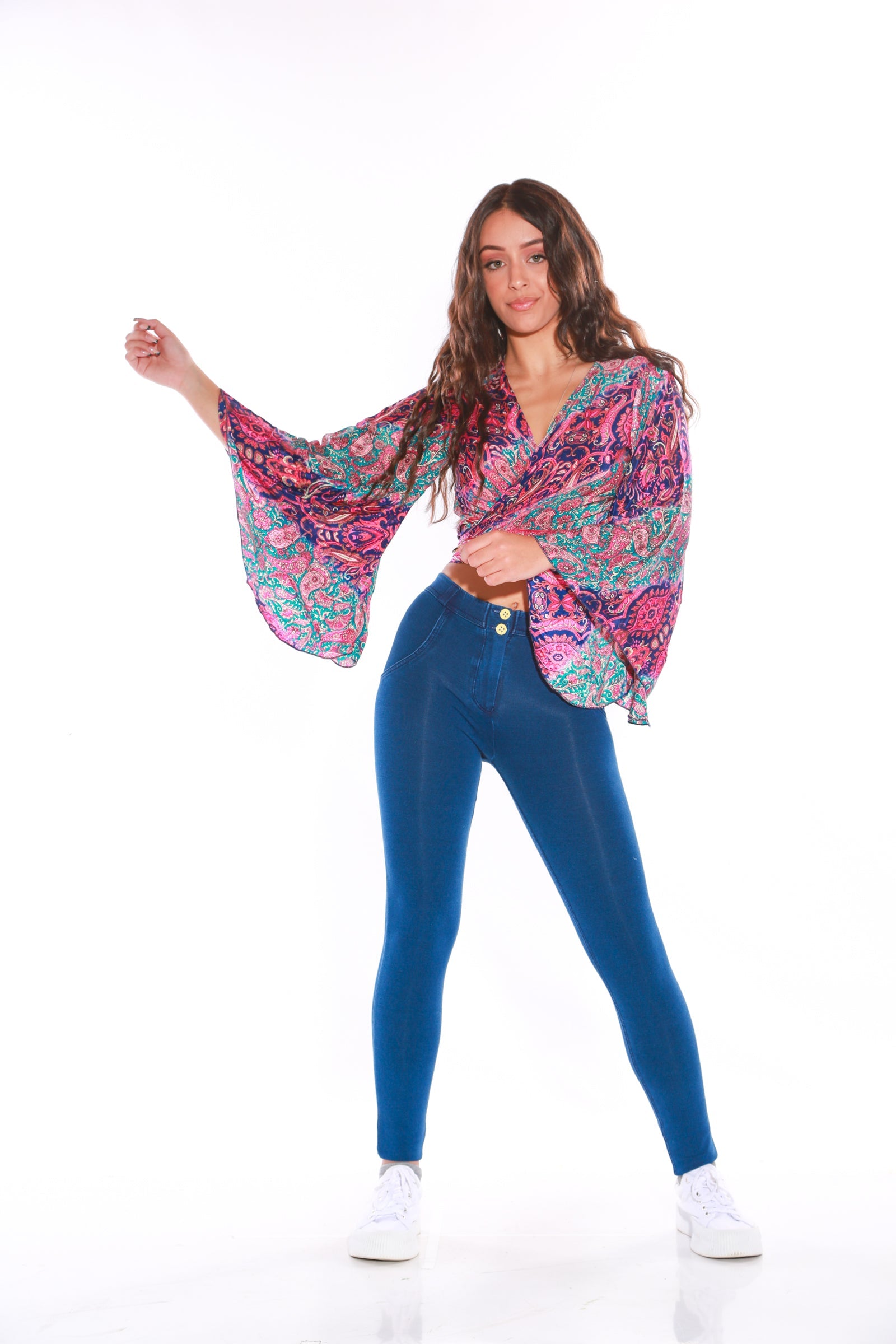 Long sleeve Wrap top - Freesize- purple