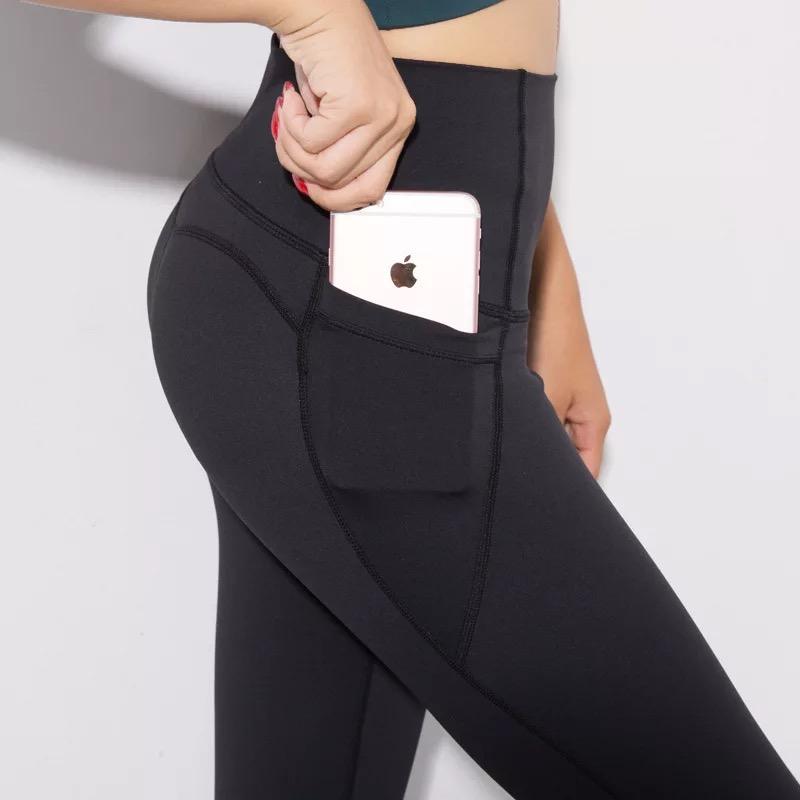 Image of Compression Leggings with phone pocket - Black