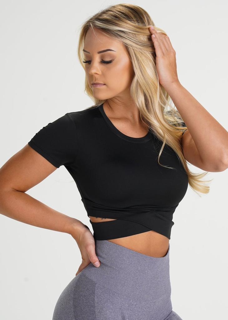 Cross body tee- black