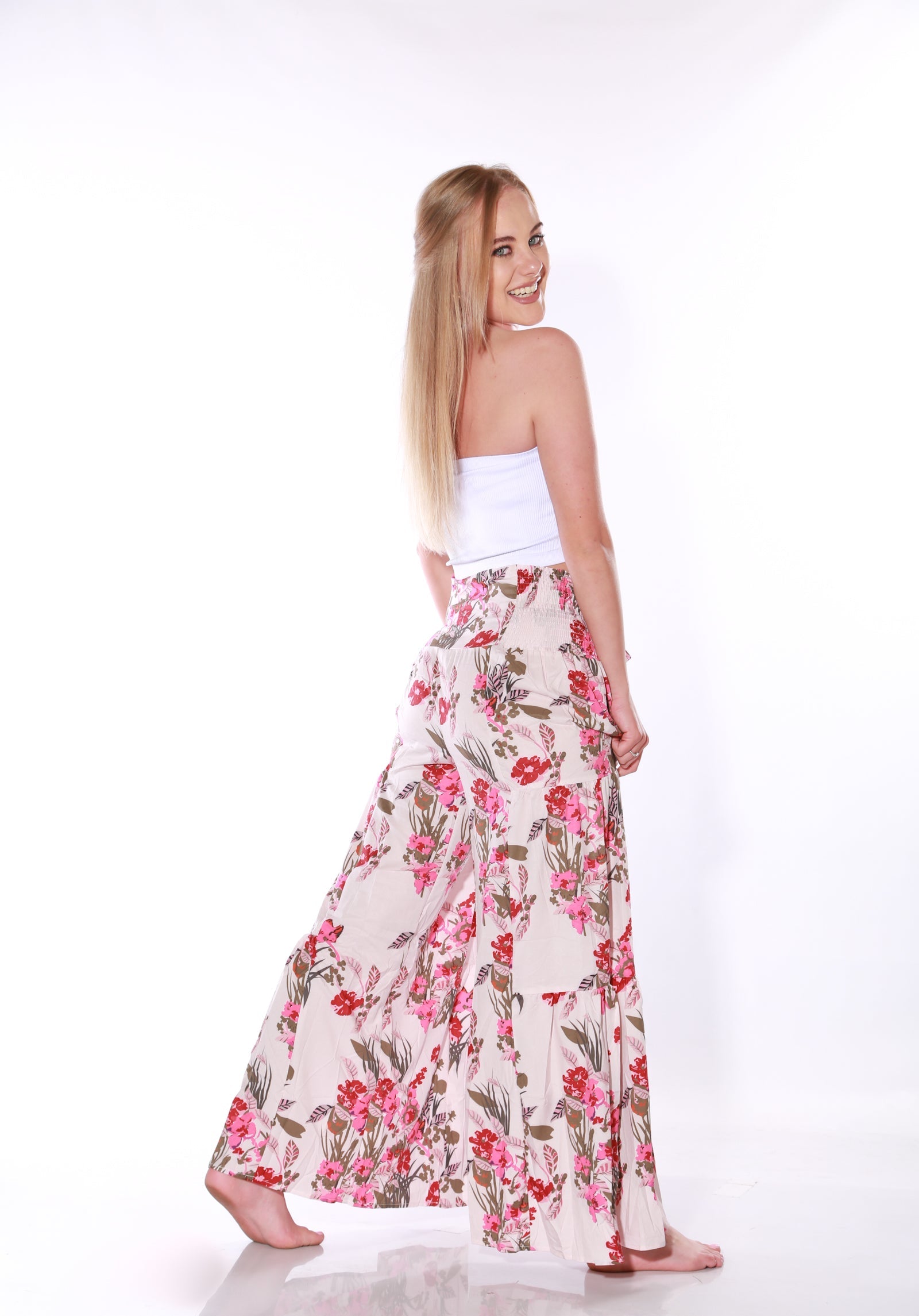 Happy Pants -tie wrap palazzo pants - pink