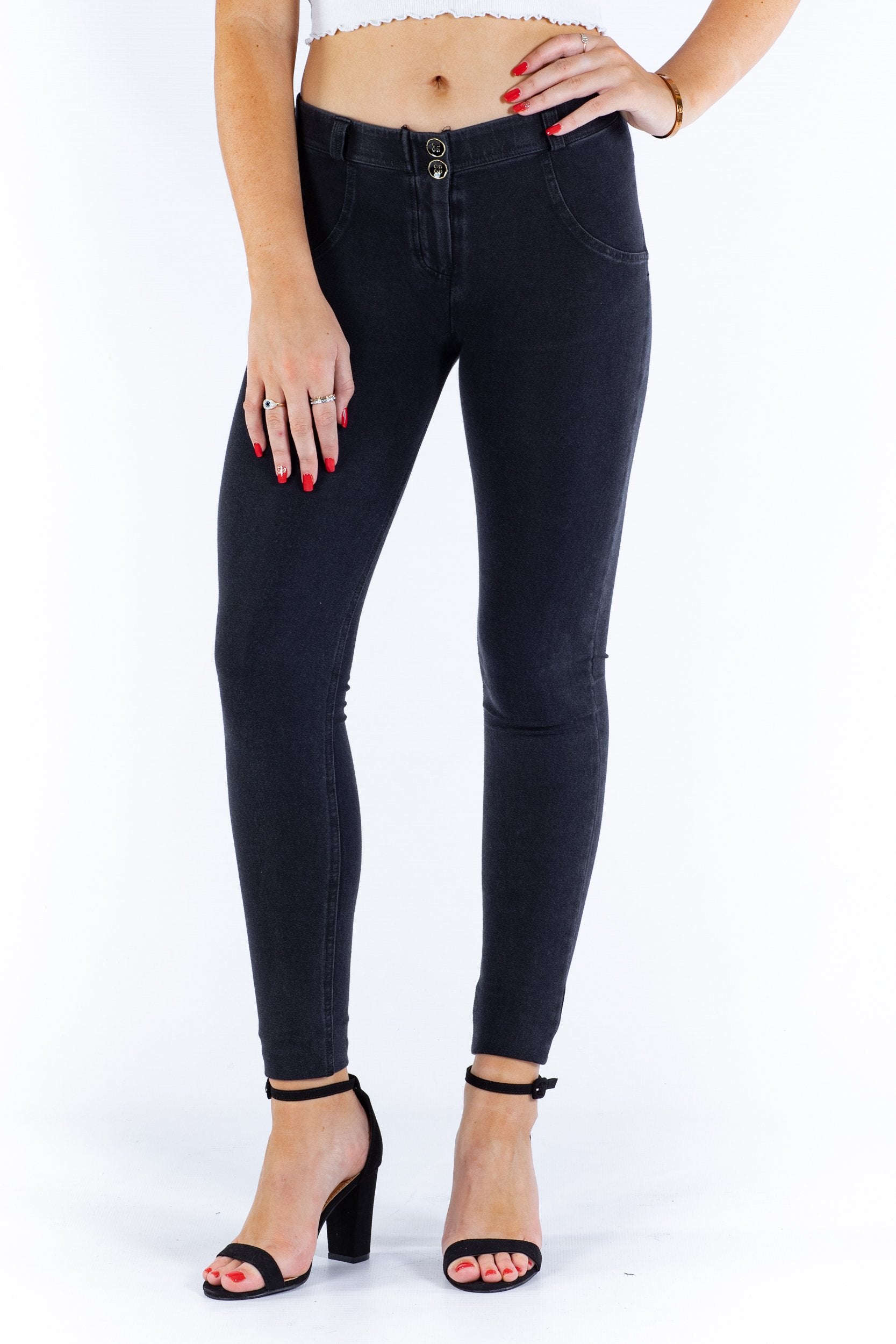 Image of Mid waist Shapewear Butt lifting Shaping Jeans/Jeggings - Black wash