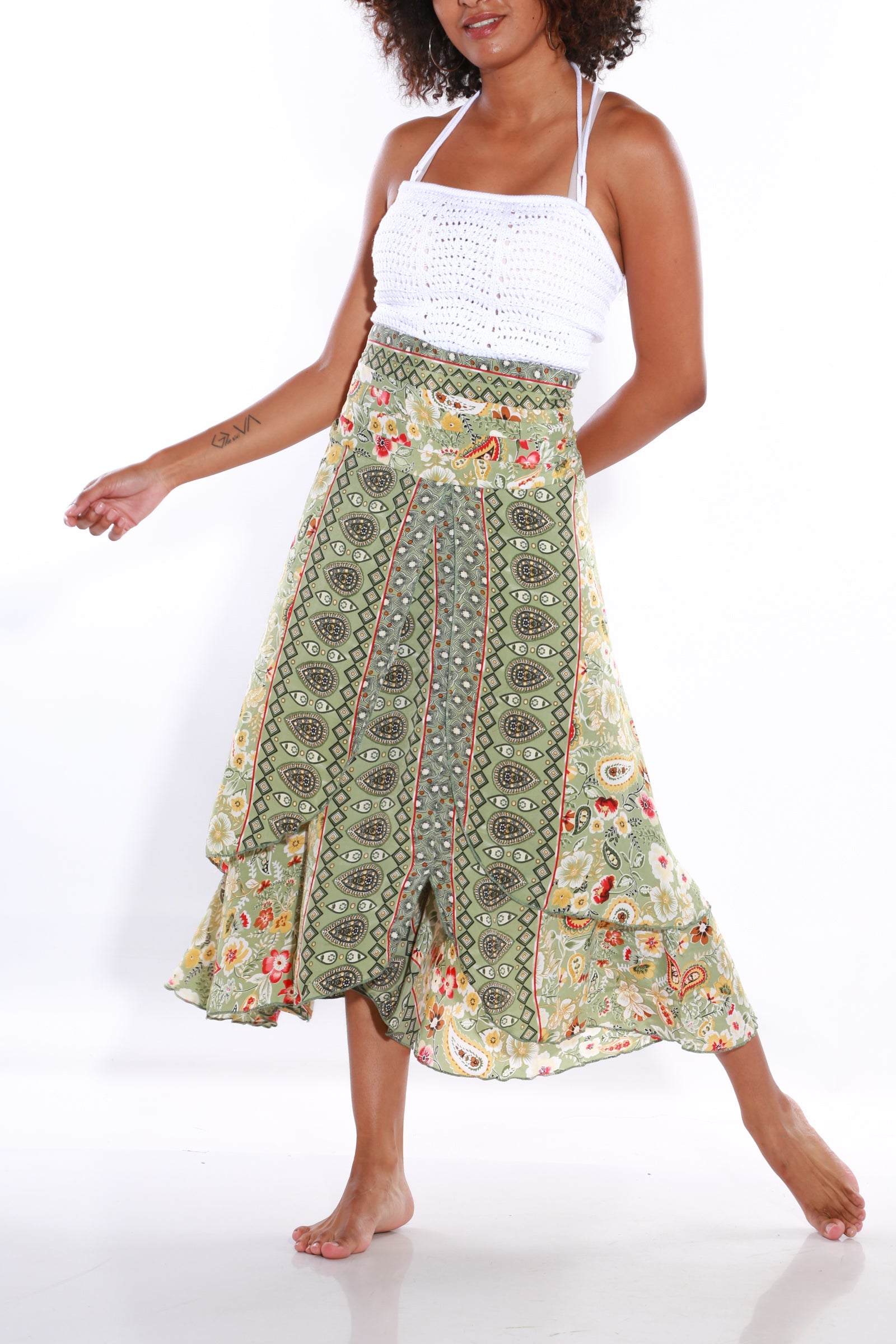 Image of Happy Boho midi skirt - olive