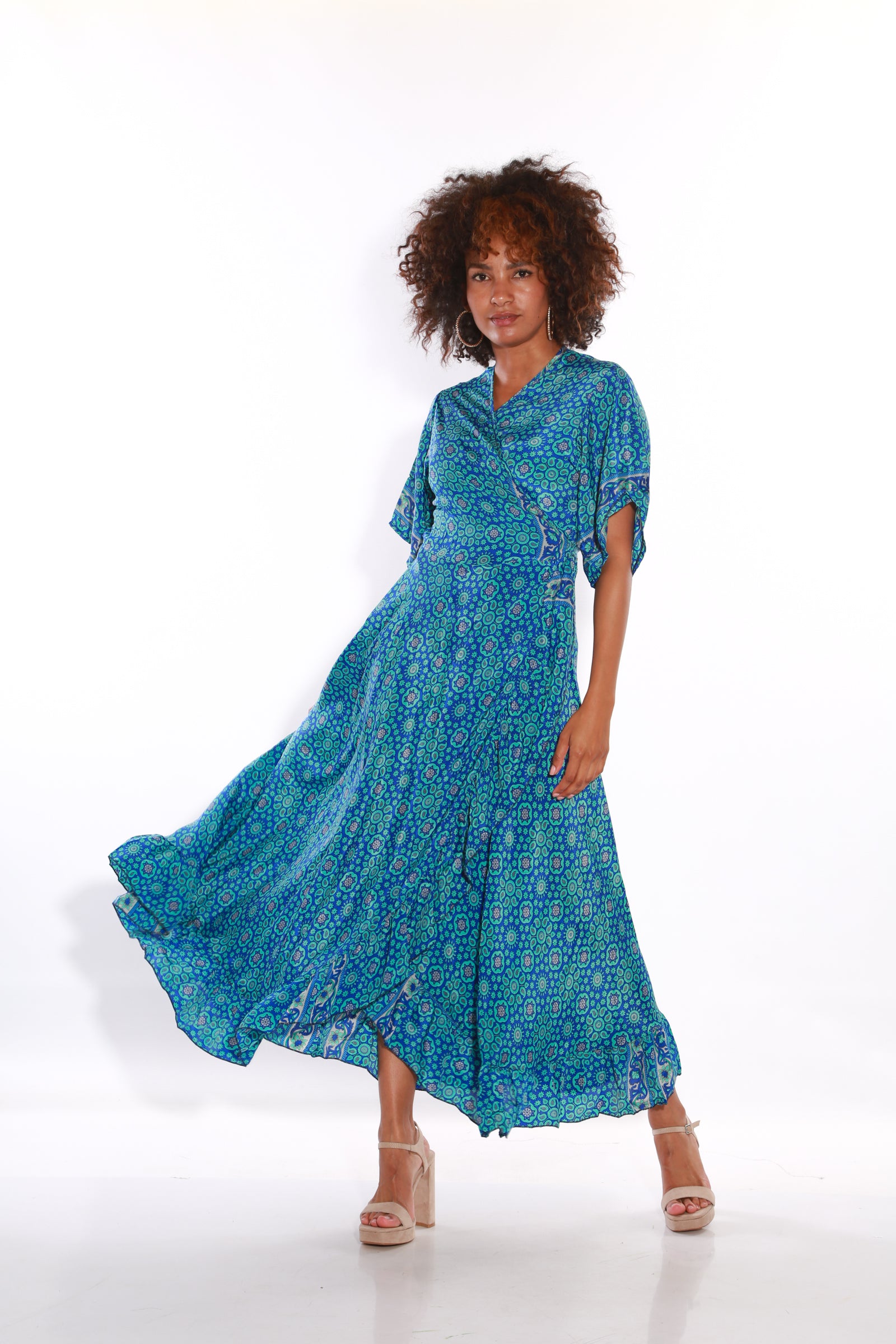Image of Happy maxi wrap dress- azure