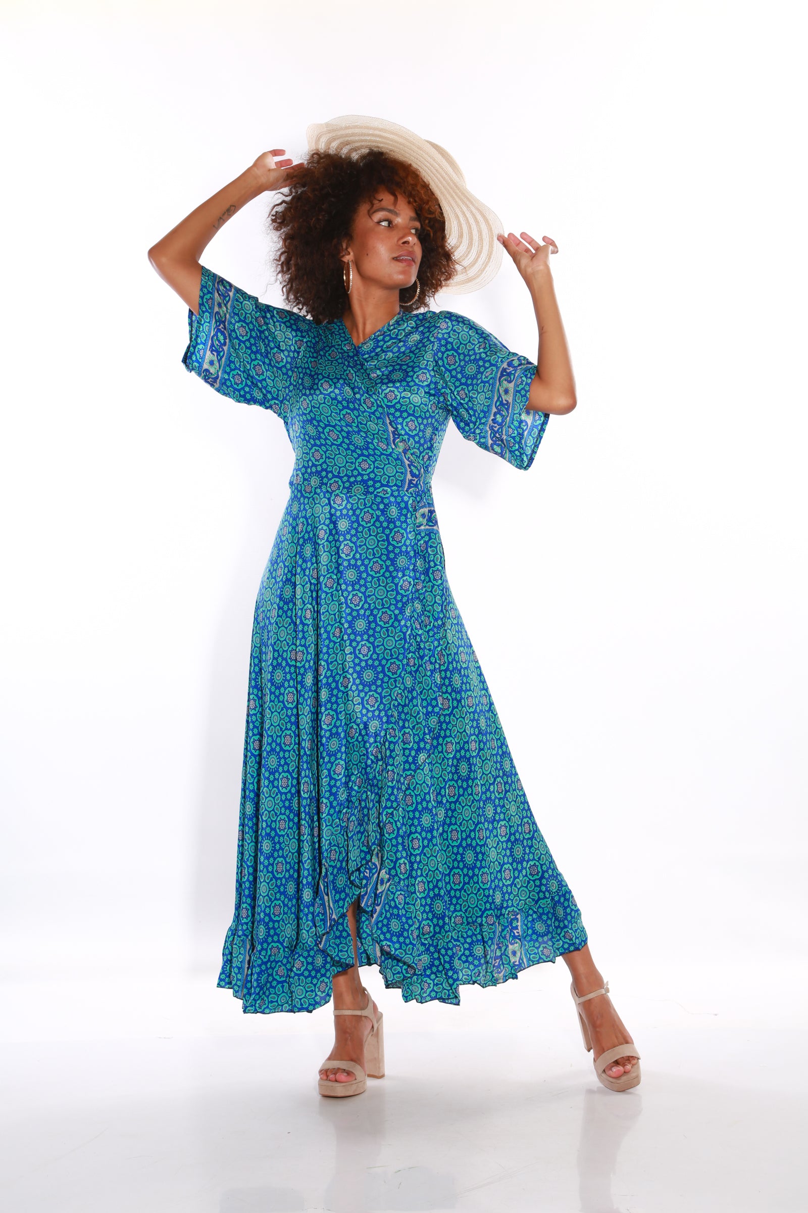 Image of Happy maxi wrap dress- azure