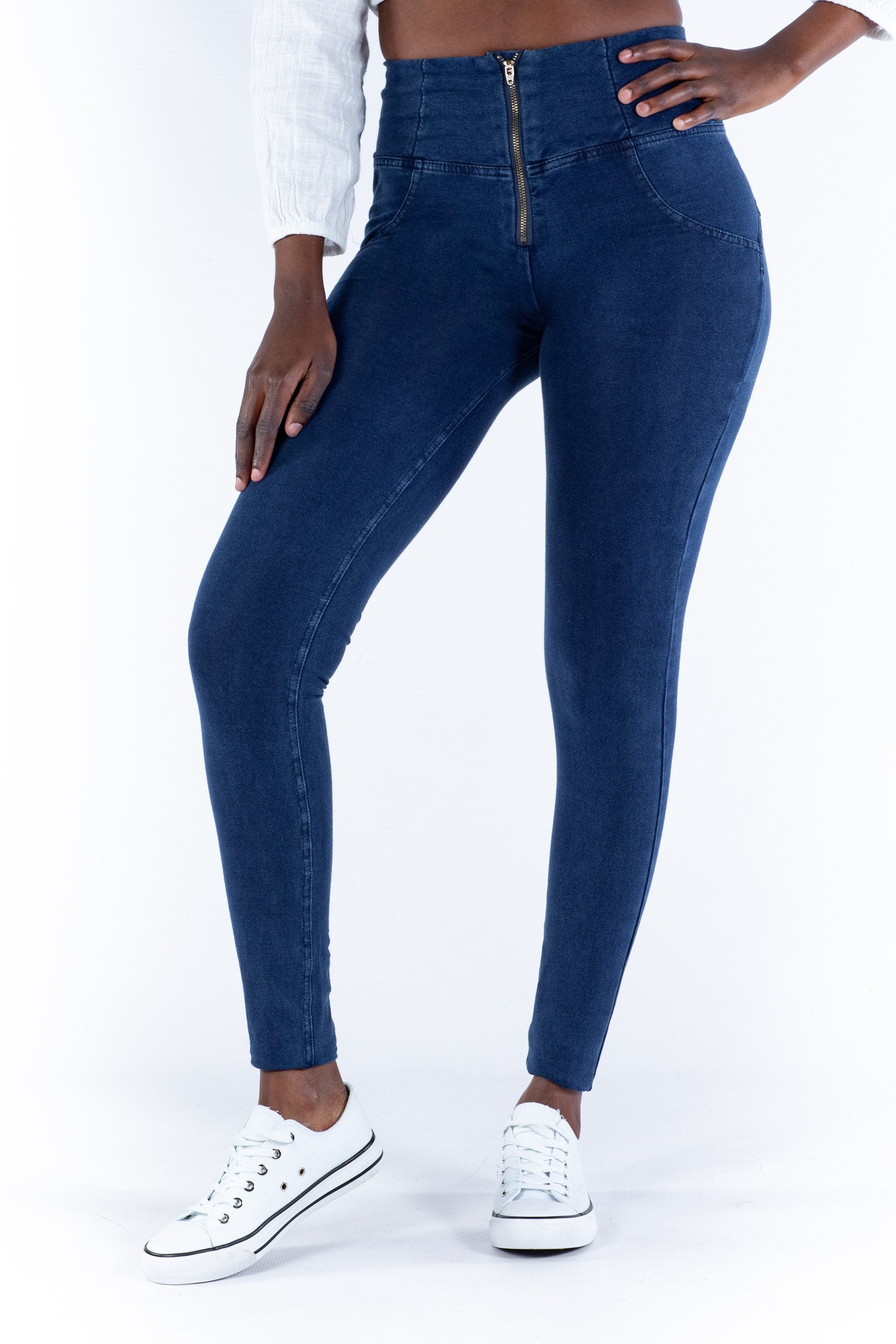 High waist Butt lifting Shaping jeans/Jeggings - Dark Blue- Shop