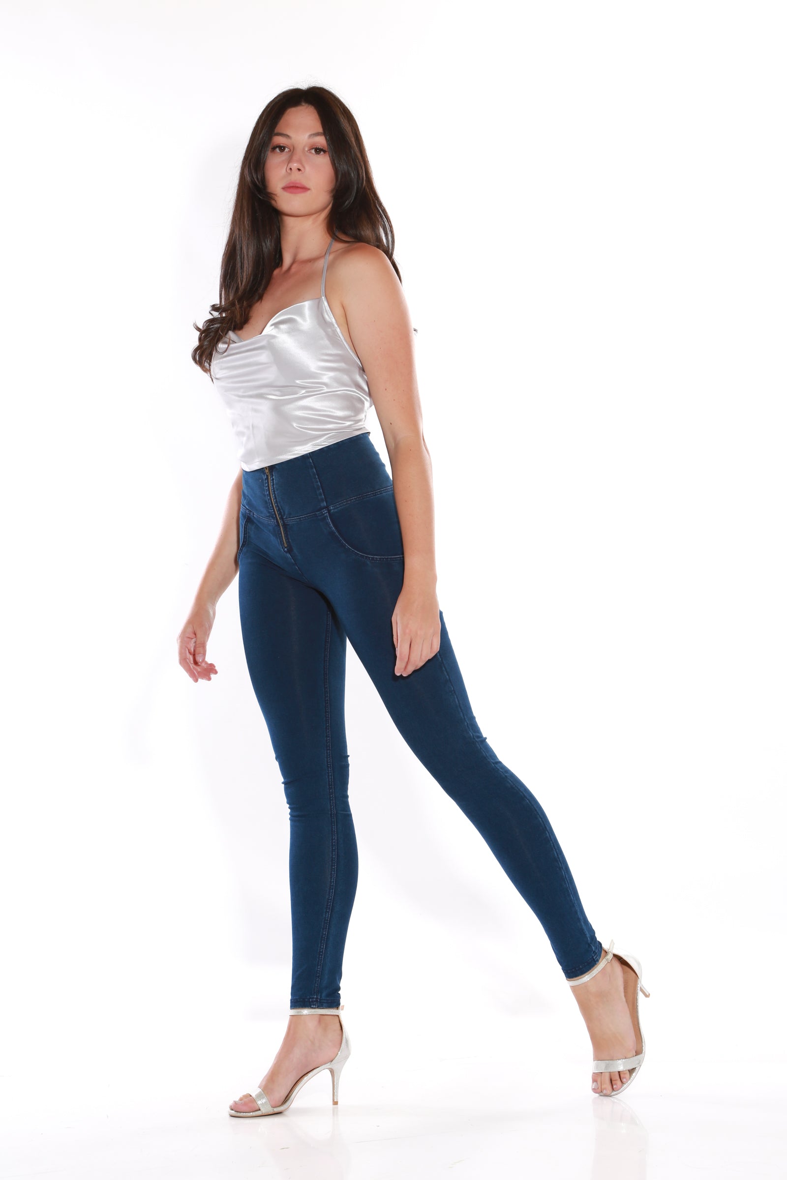 Mid waist Jeans/Jeggings pants Butt lifting Shaping - Dark Blue-Shop Now –  Wonderfit Australia